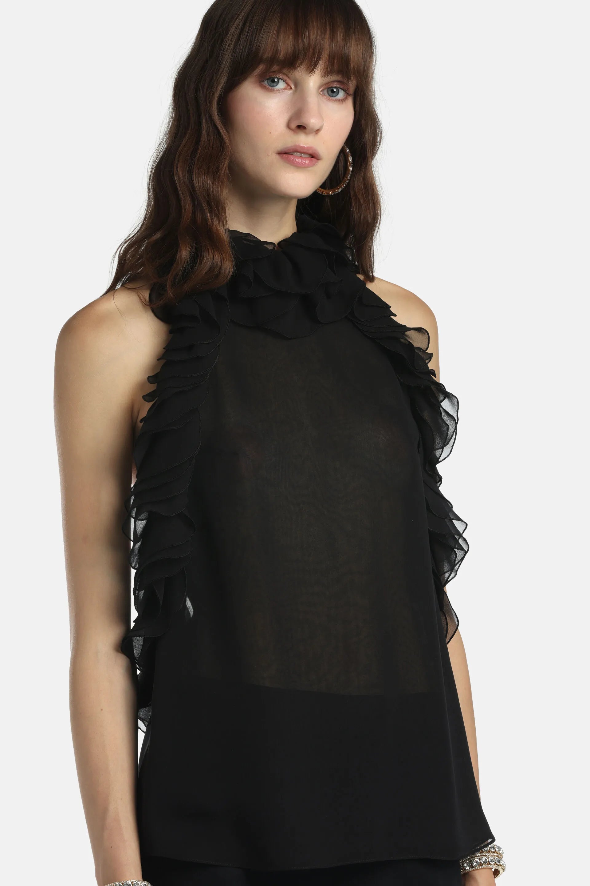 Luisa Spagnoli Nero Women Benestare - Ruffled Top - Fashion Show SKU: BENESTARE_0101 Image 01