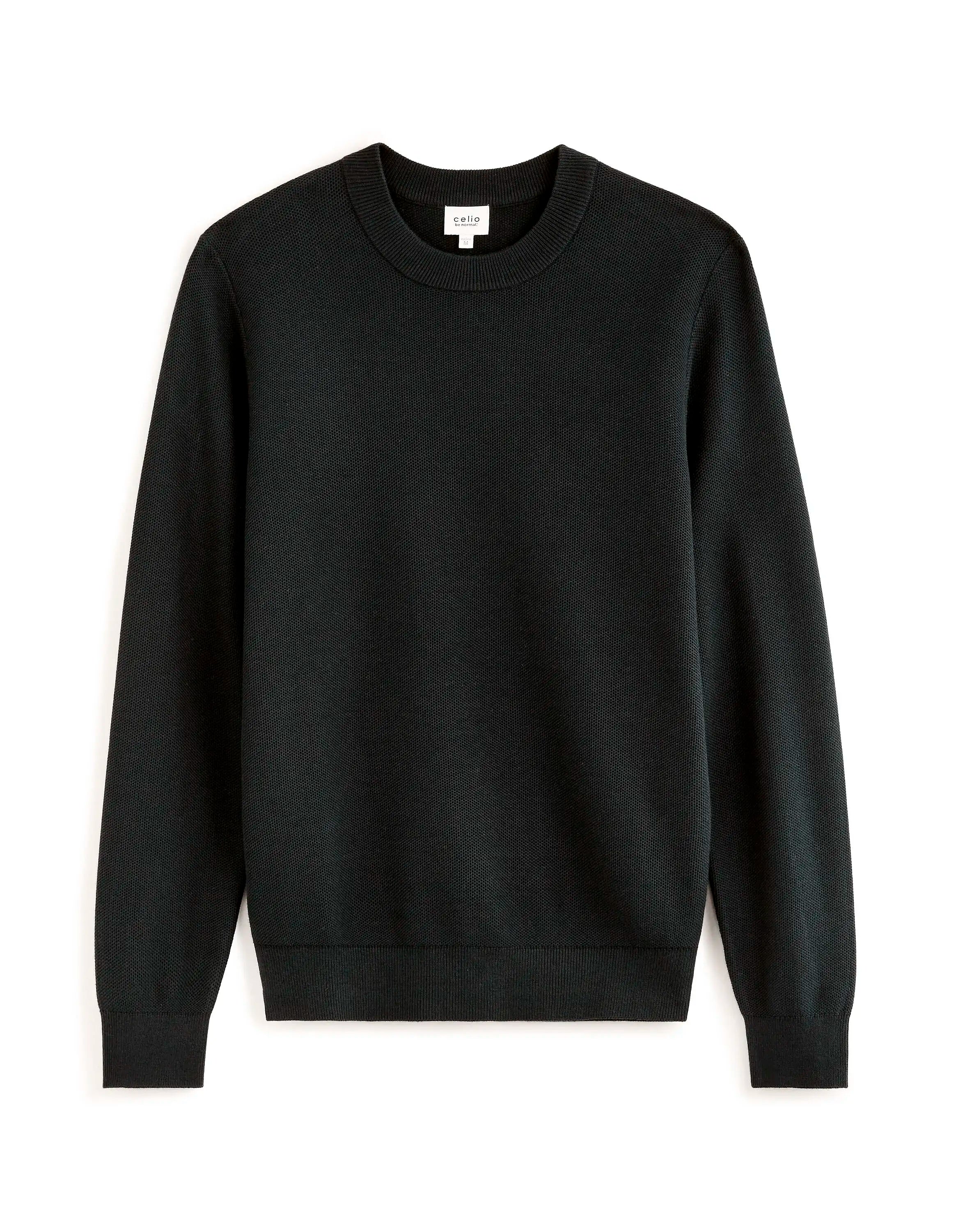 Celio_Black_100% Cotton Round Neck Sweater_BEPIC_BLACK_05