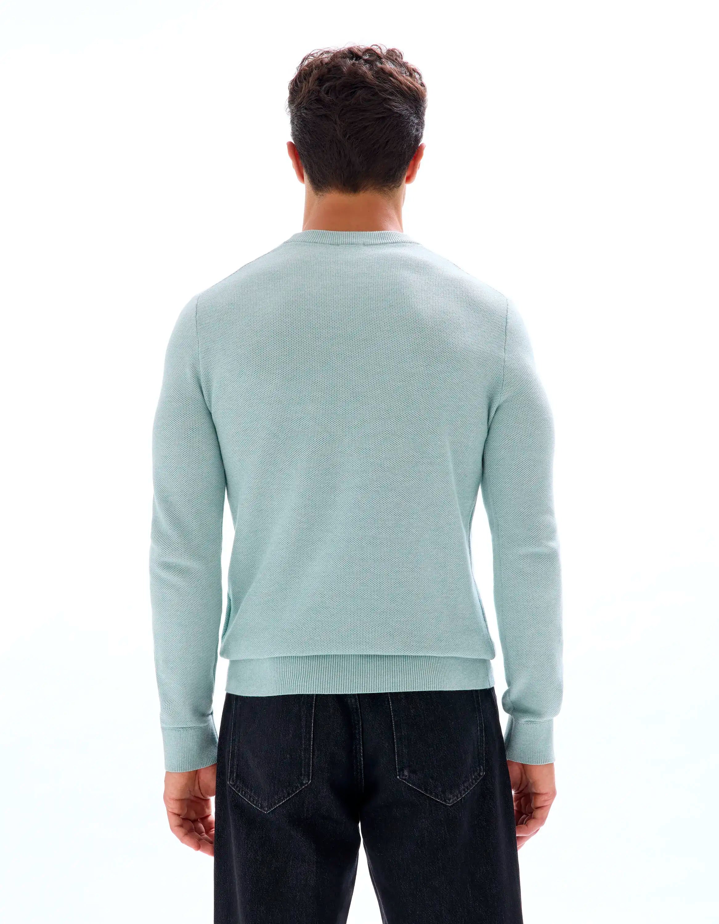 Celio_Celadon_Round Neck Sweater 100% Cotton_BEPIC_CELADON_03