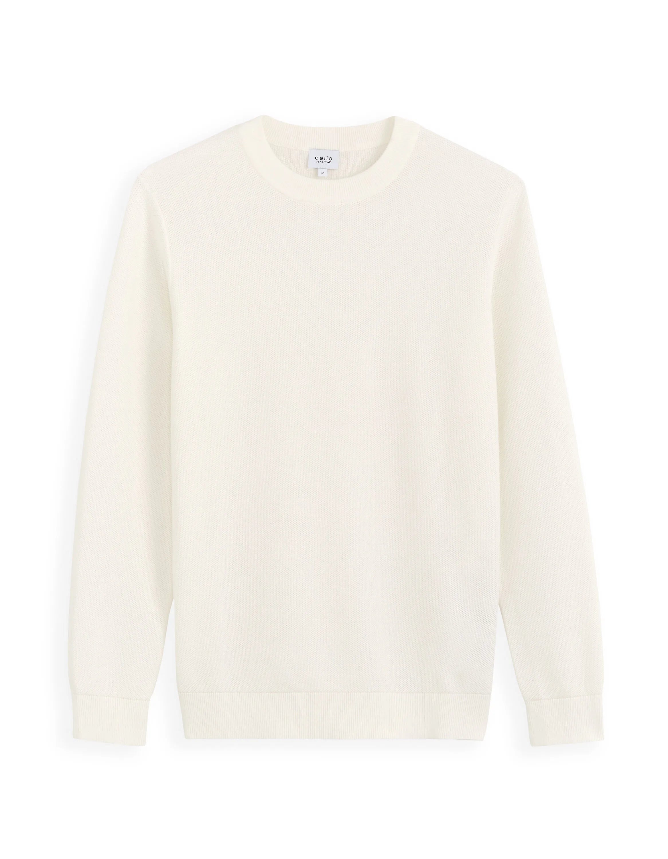 Celio_Ecru_100% Cotton Round Neck Sweater_BEPIC_ECRU_03
