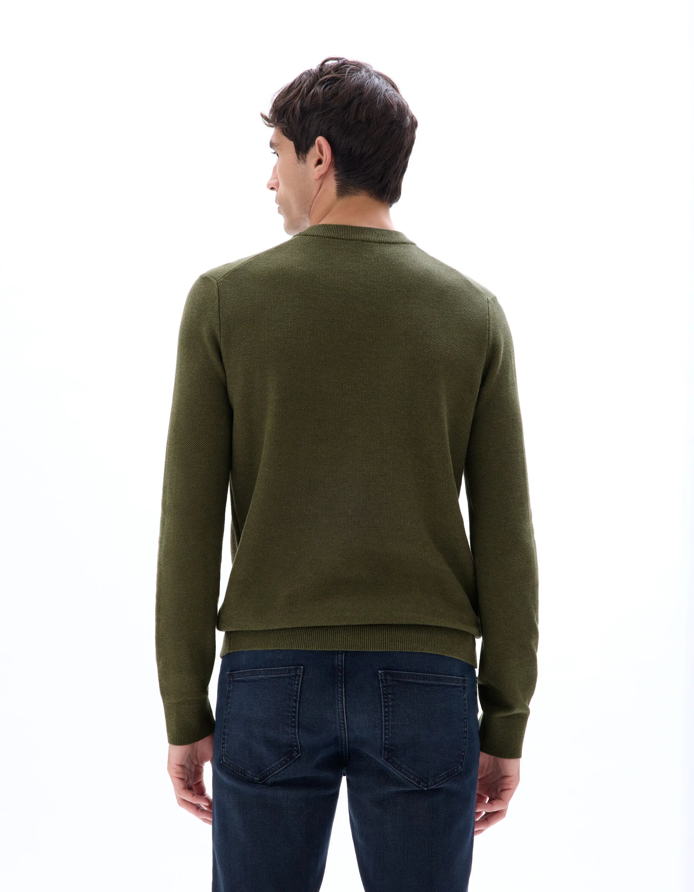 Celio_Kaki_Round Neck Sweater 100% Cotton_BEPIC_KAKI_03