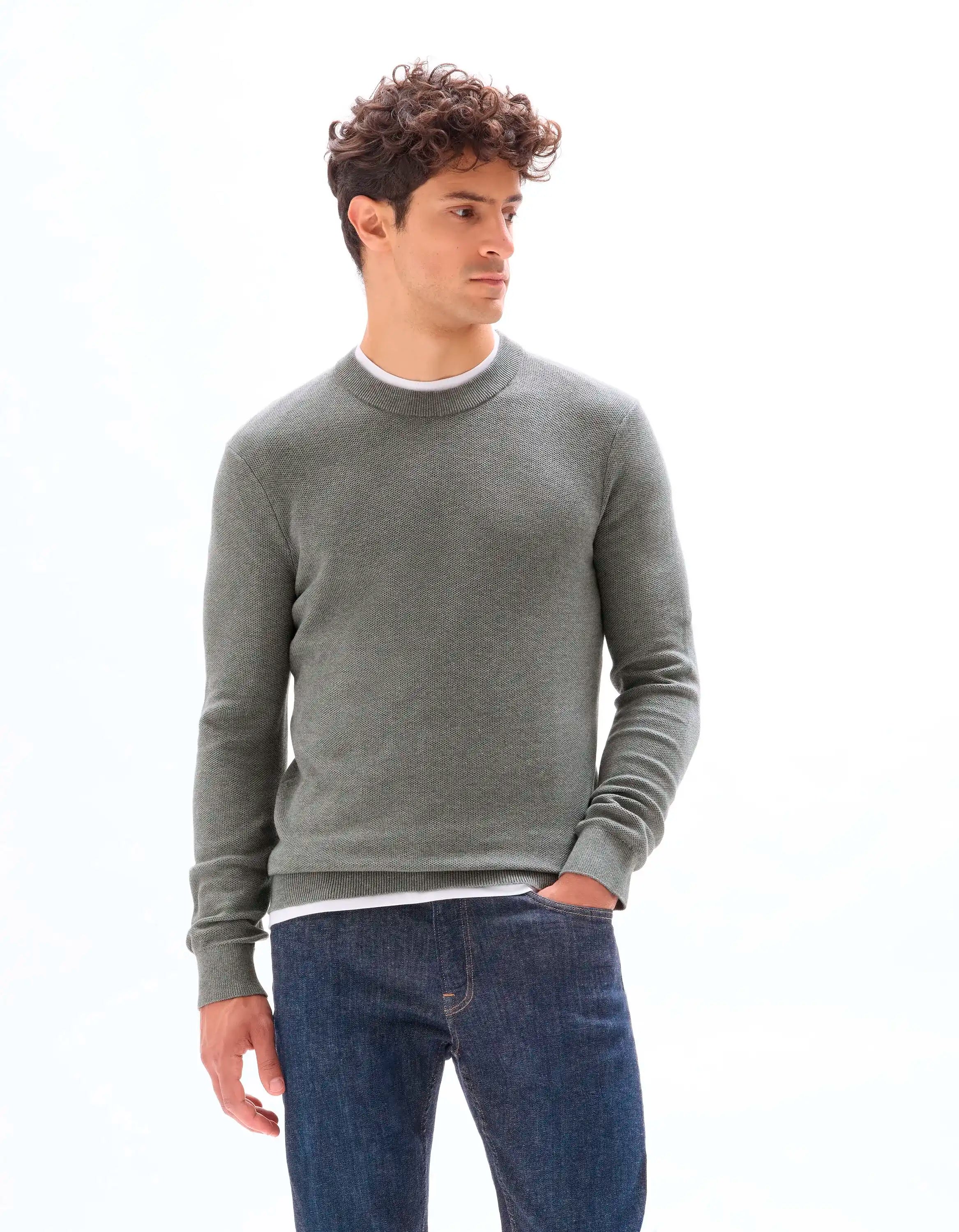 Celio_Mid Grey_100% Cotton Crew Neck Sweater_BEPIC_MID GREY_01