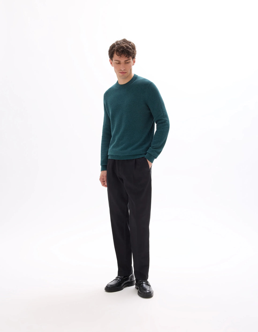Celio_Vert Fonce 02_100% Organic Cotton Crew Neck Sweater_BEPIC_VERT FONCE 02_02