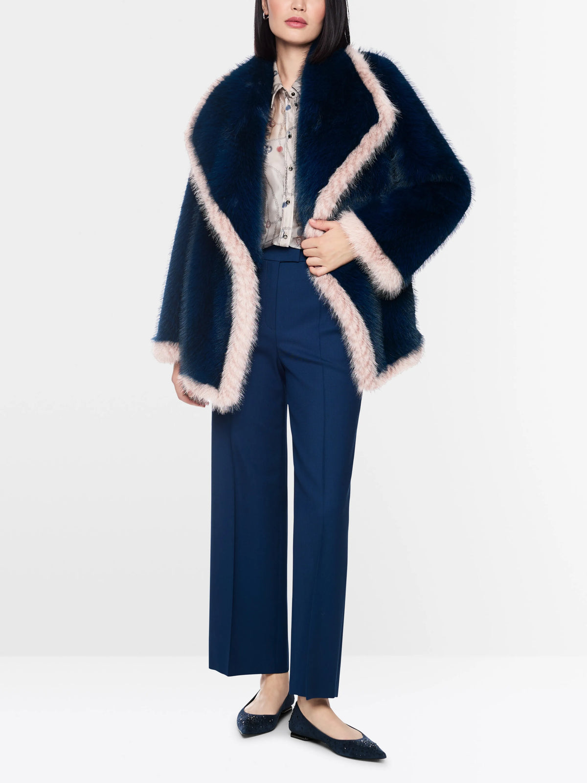 Marc Cain Pageant Blue Women Cosy Faux Fur Jacket SKU: BG 12.01 W35_393 Image 01