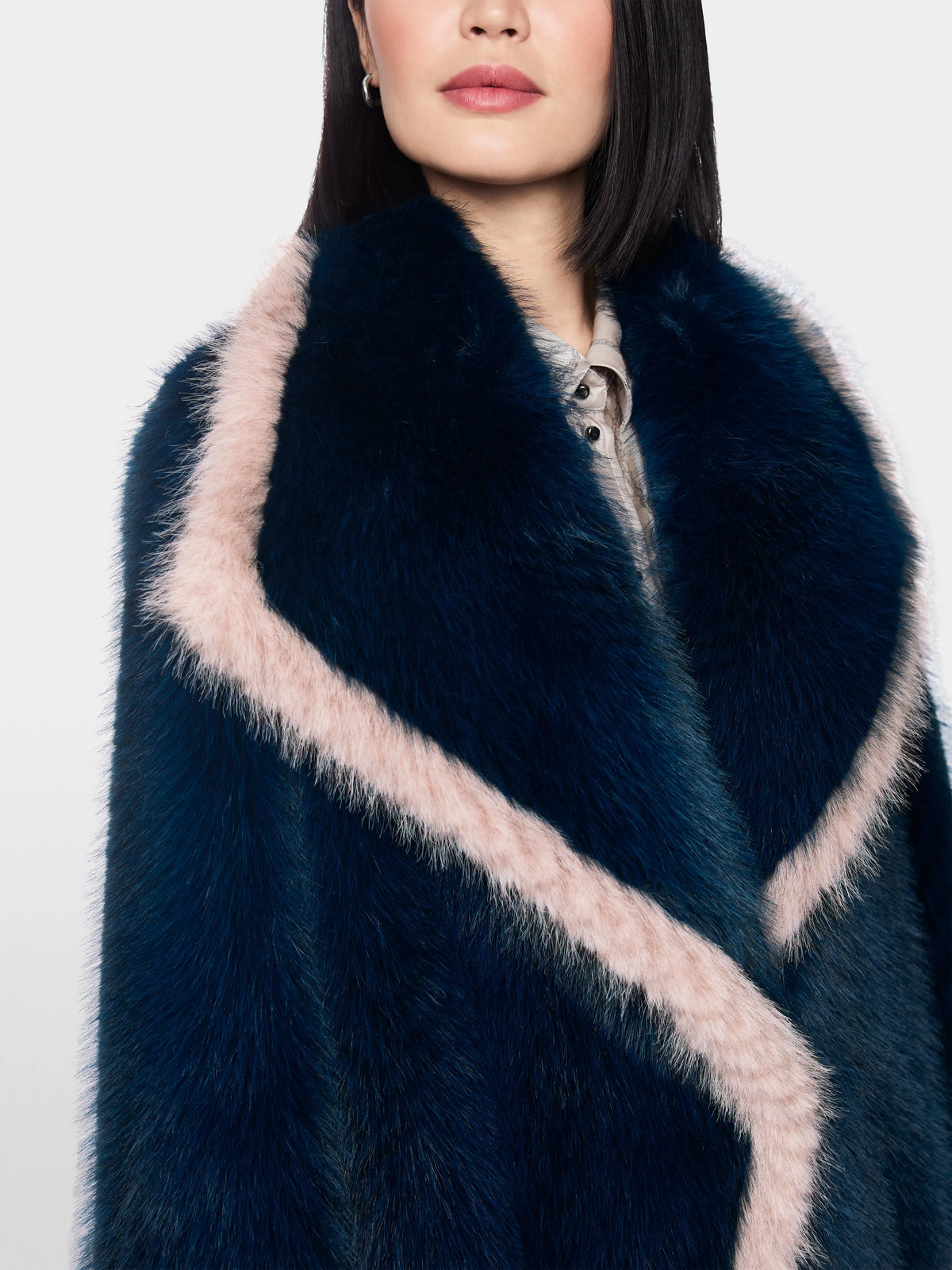 Marc Cain Pageant Blue Women Cosy Faux Fur Jacket SKU: BG 12.01 W35_393 Image 03