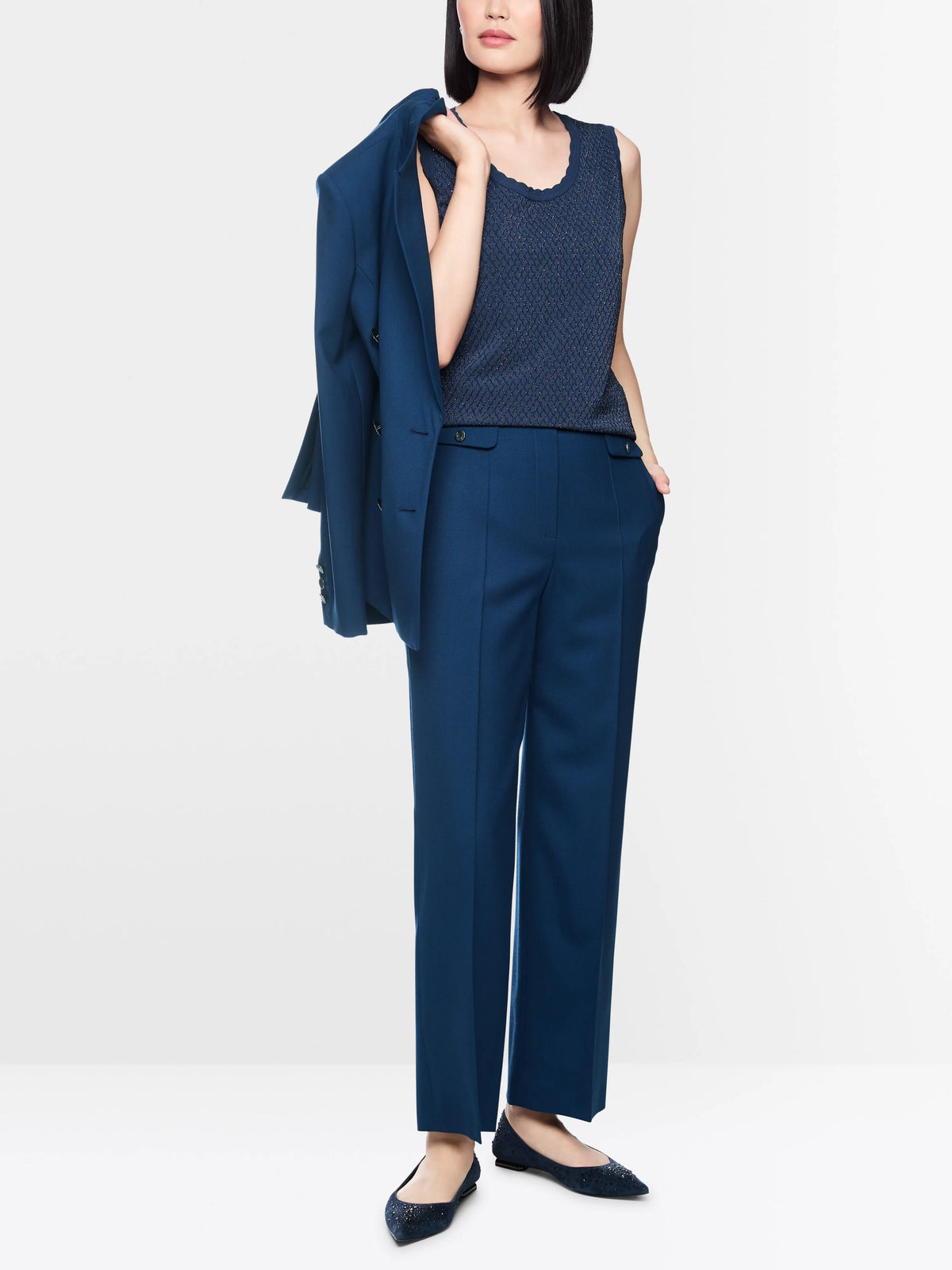 Marc Cain Pageant Blue Women FƒS New Wool Trousers SKU: BG 81.17 W20_393 Image 01
