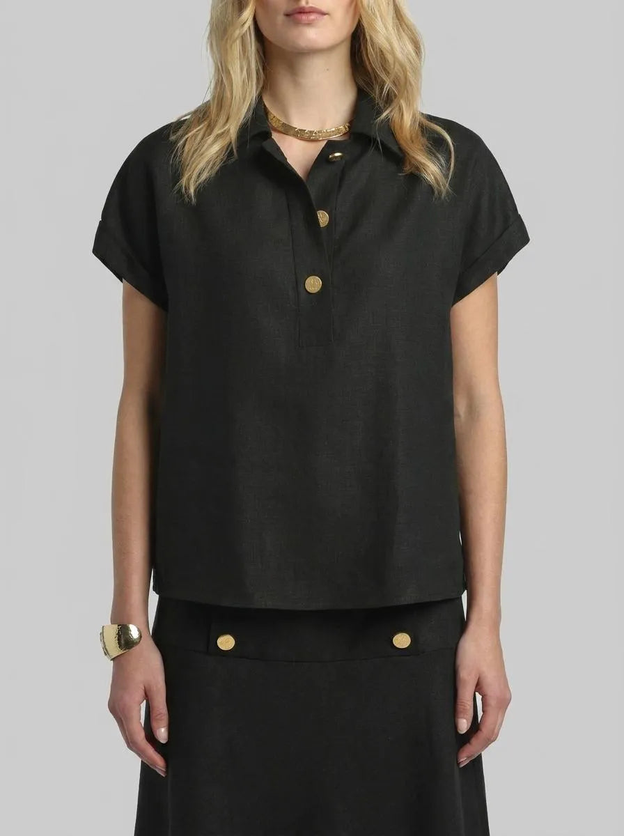 Luisa Spagnoli Nero Women Bighe - Shirt with Gold Buttons SKU: BIGHE_0101 Image 00