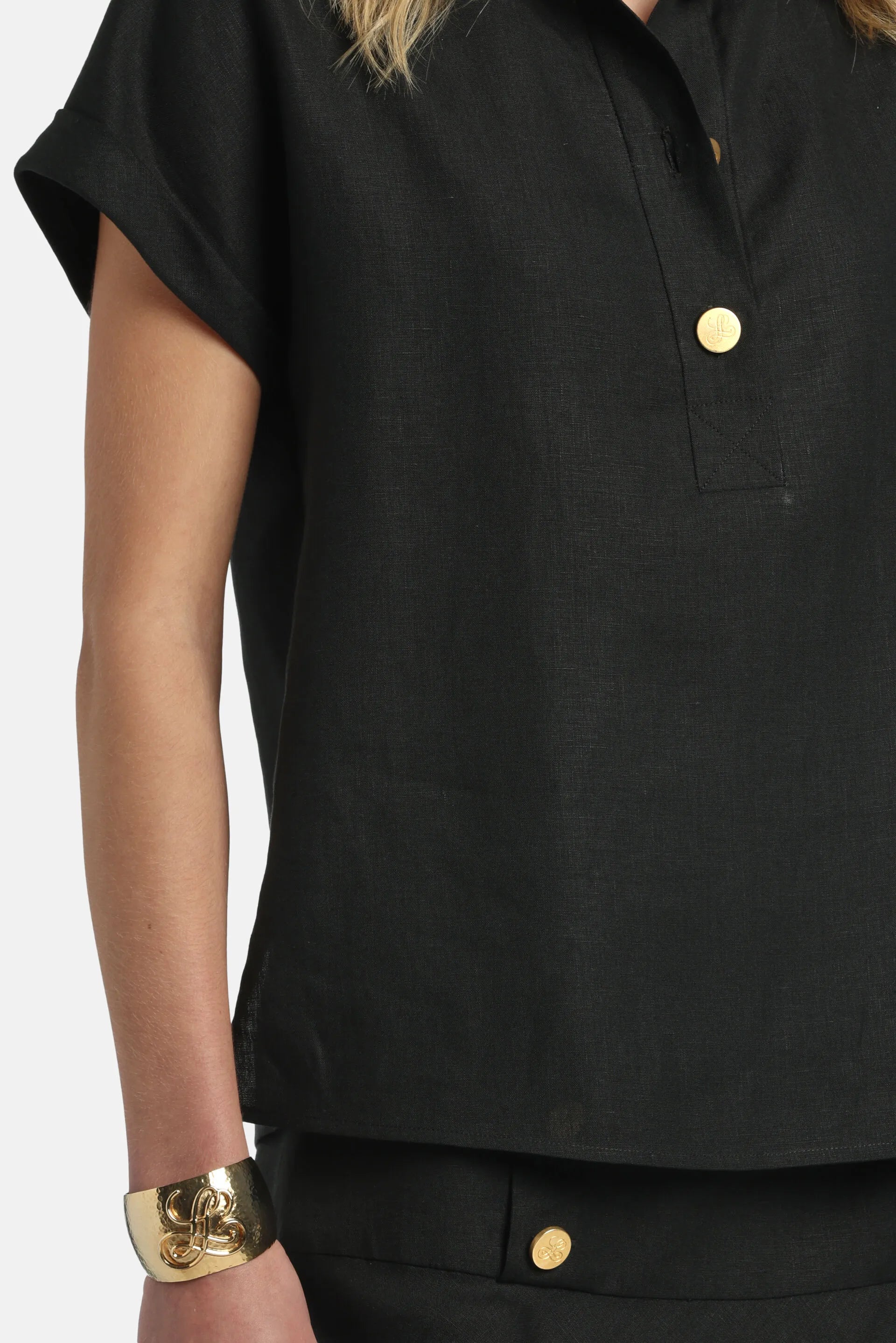 Luisa Spagnoli Nero Women Bighe - Shirt with Gold Buttons SKU: BIGHE_0101 Image 04