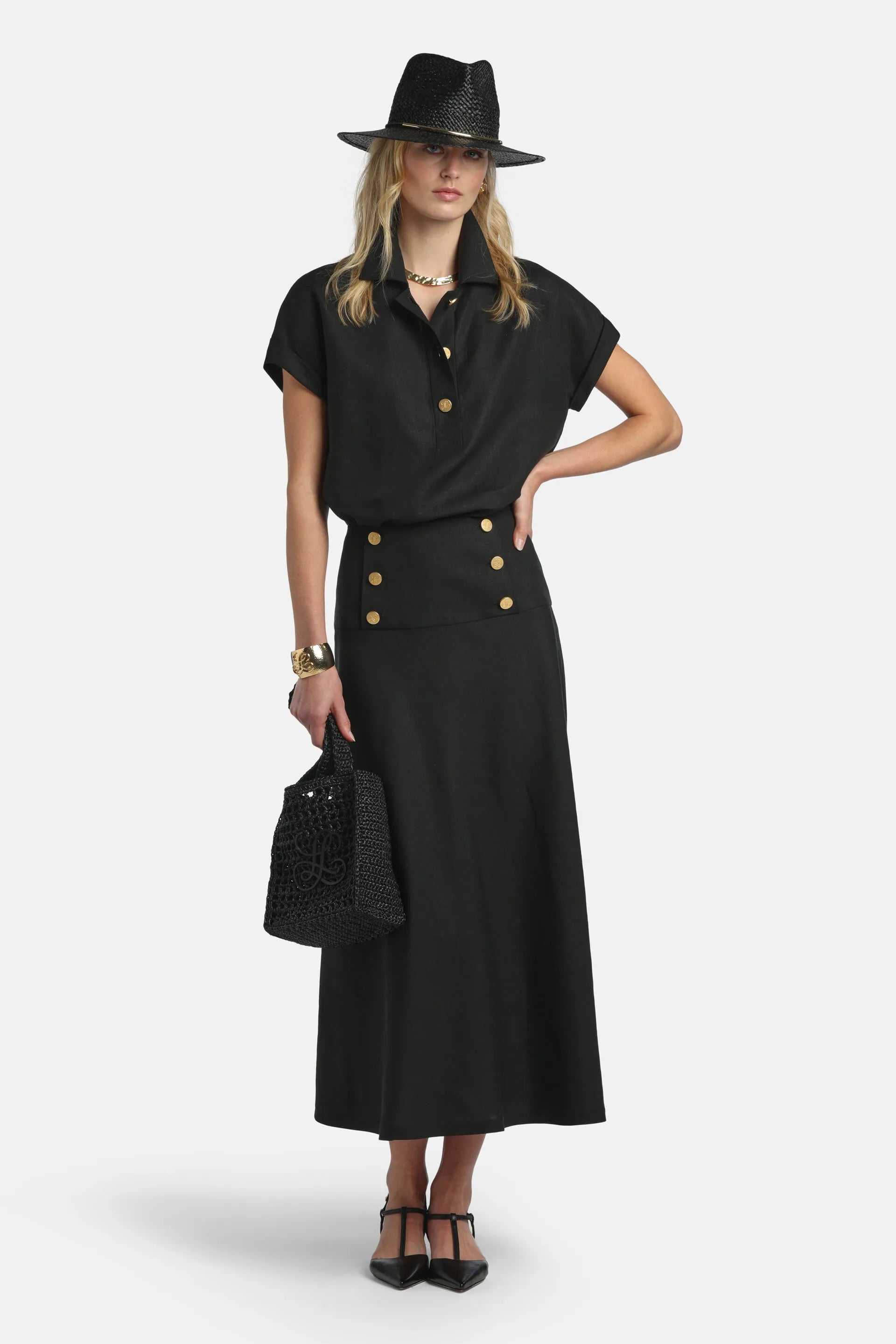 Luisa Spagnoli Nero Women Bighe - Shirt with Gold Buttons SKU: BIGHE_0101 Image 05