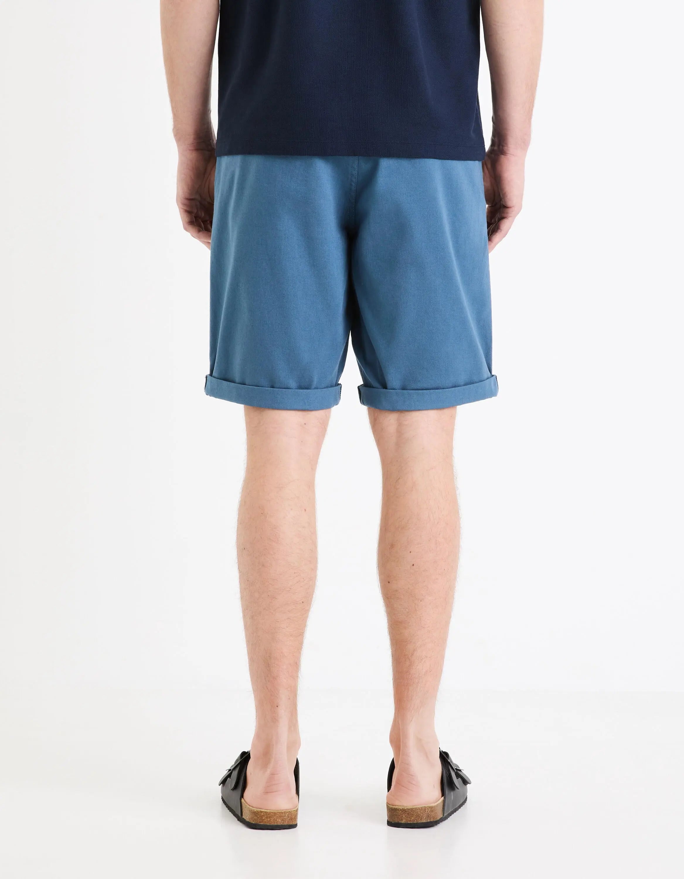 Plain Chino Bermuda Shorts In Stretch Cotton_BOCHINOBM_BLUE_04