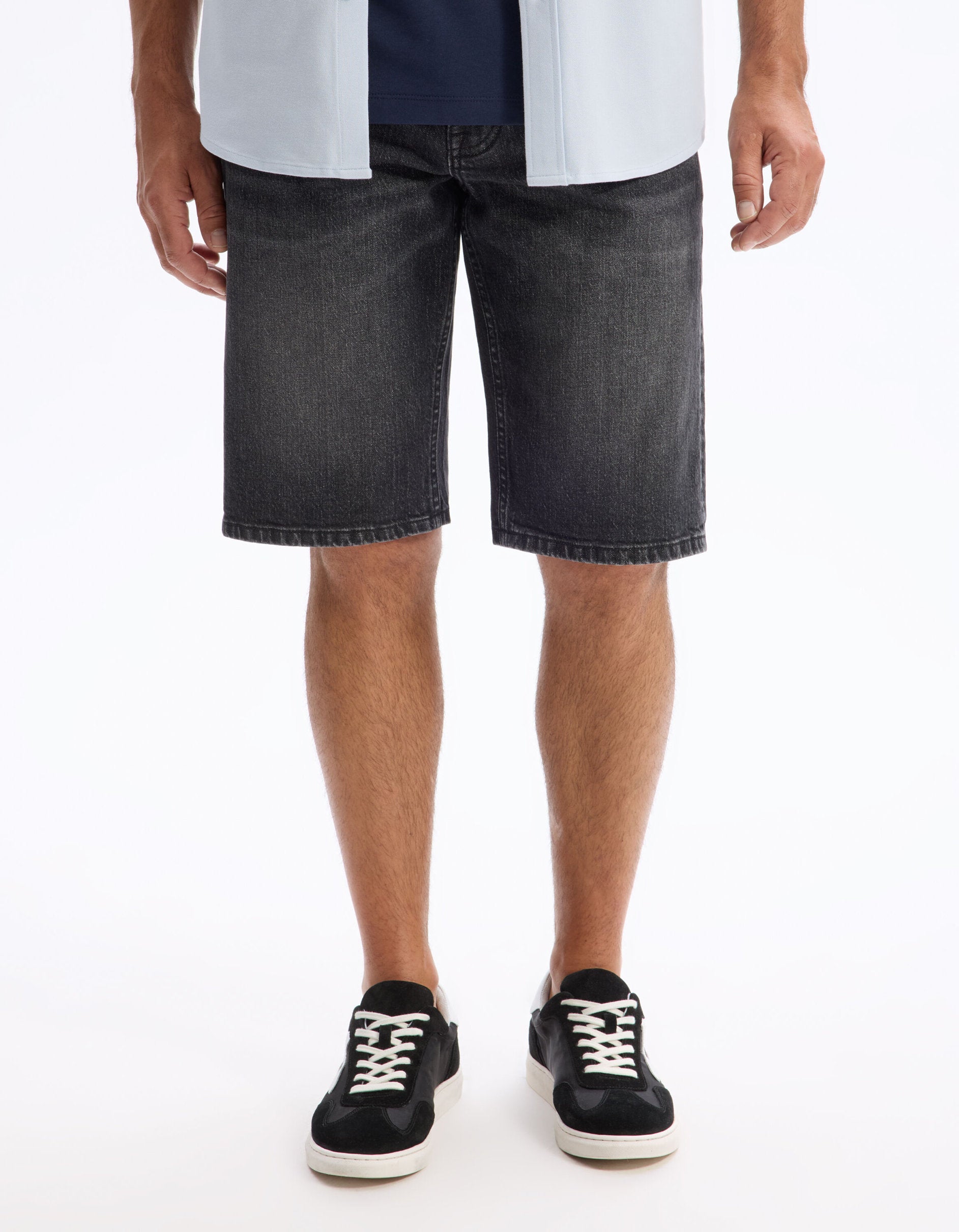 Celio_Black Stretch Cotton Denim Shorts_BOFIRSTBM_BLACK_02