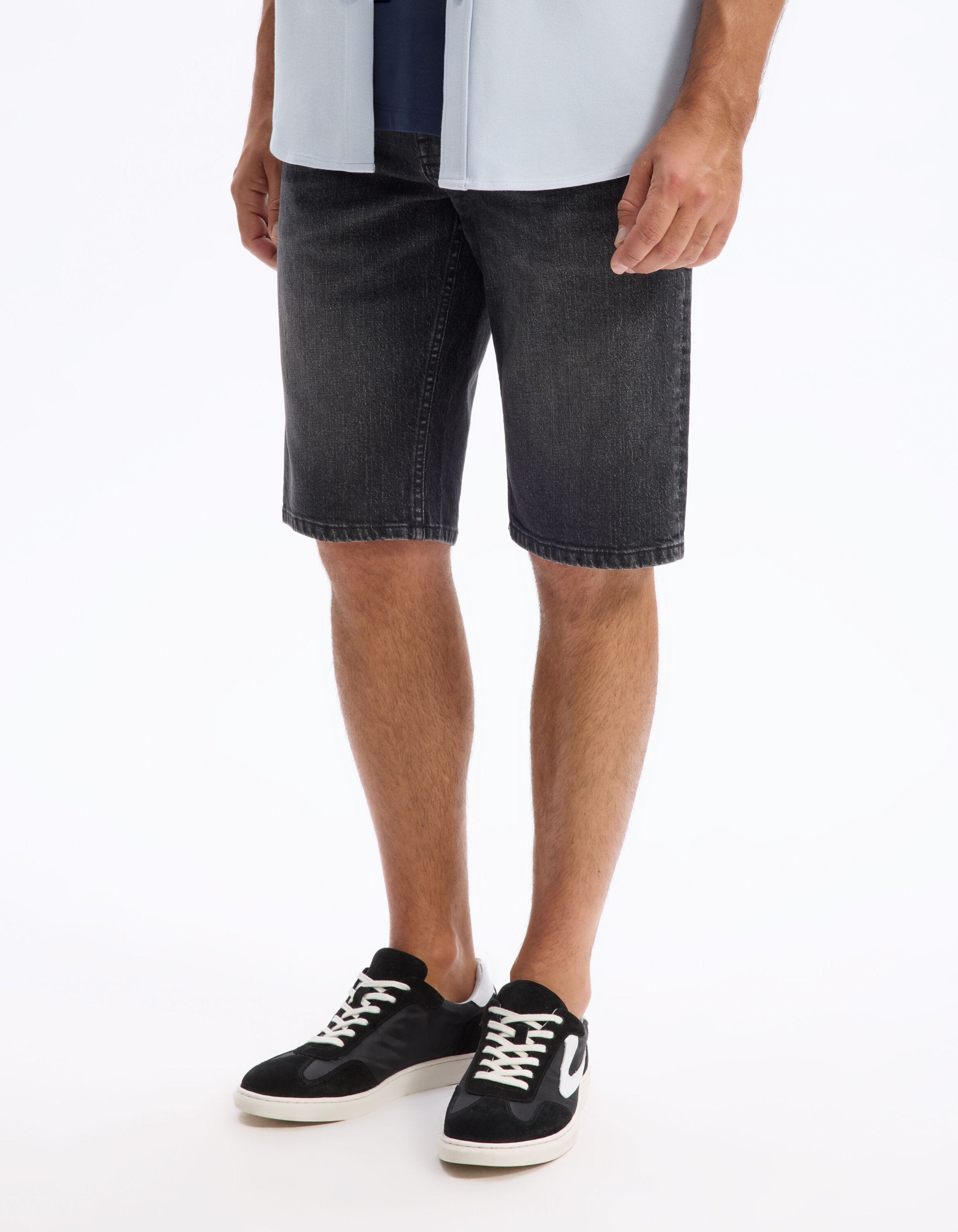 Celio_Black Stretch Cotton Denim Shorts_BOFIRSTBM_BLACK_04