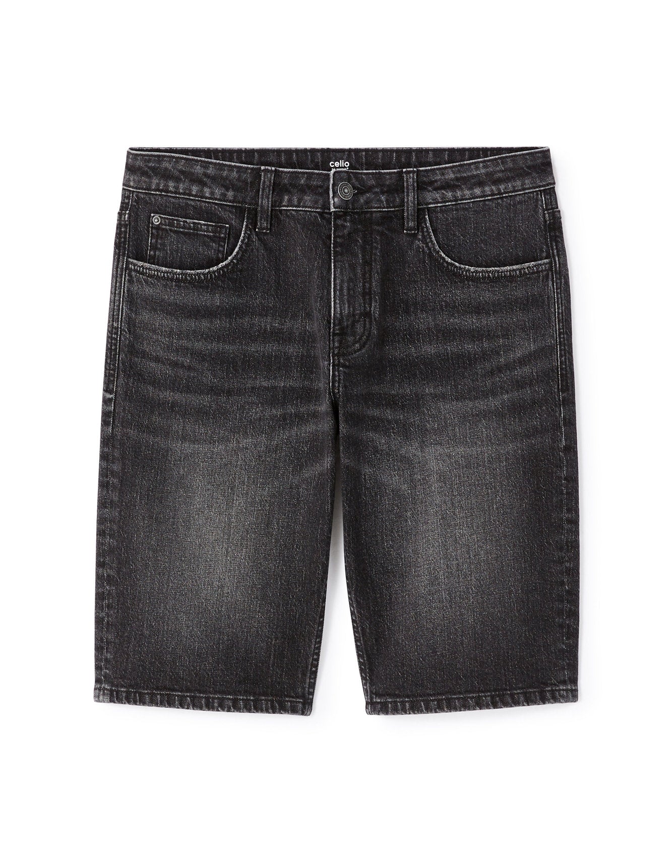 Celio_Black Stretch Cotton Denim Shorts_BOFIRSTBM_BLACK_06