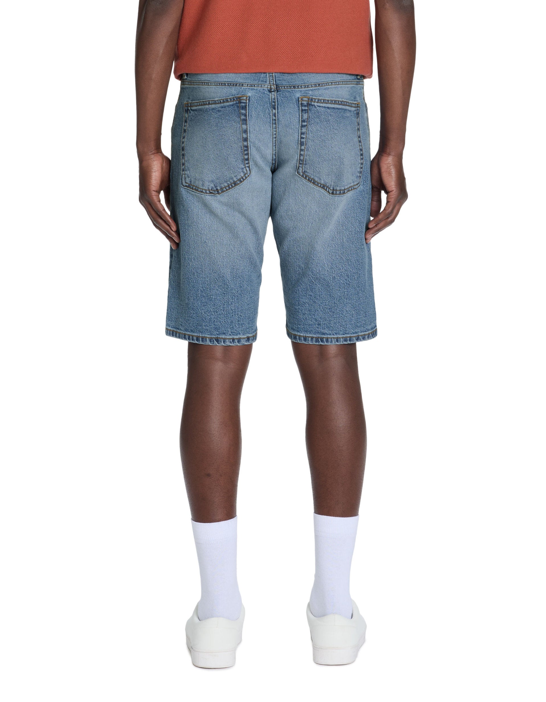 Celio_Washed Blue Stretch Cotton Denim Shorts_BOFIRSTBM_DOUBLE STONE E25_03
