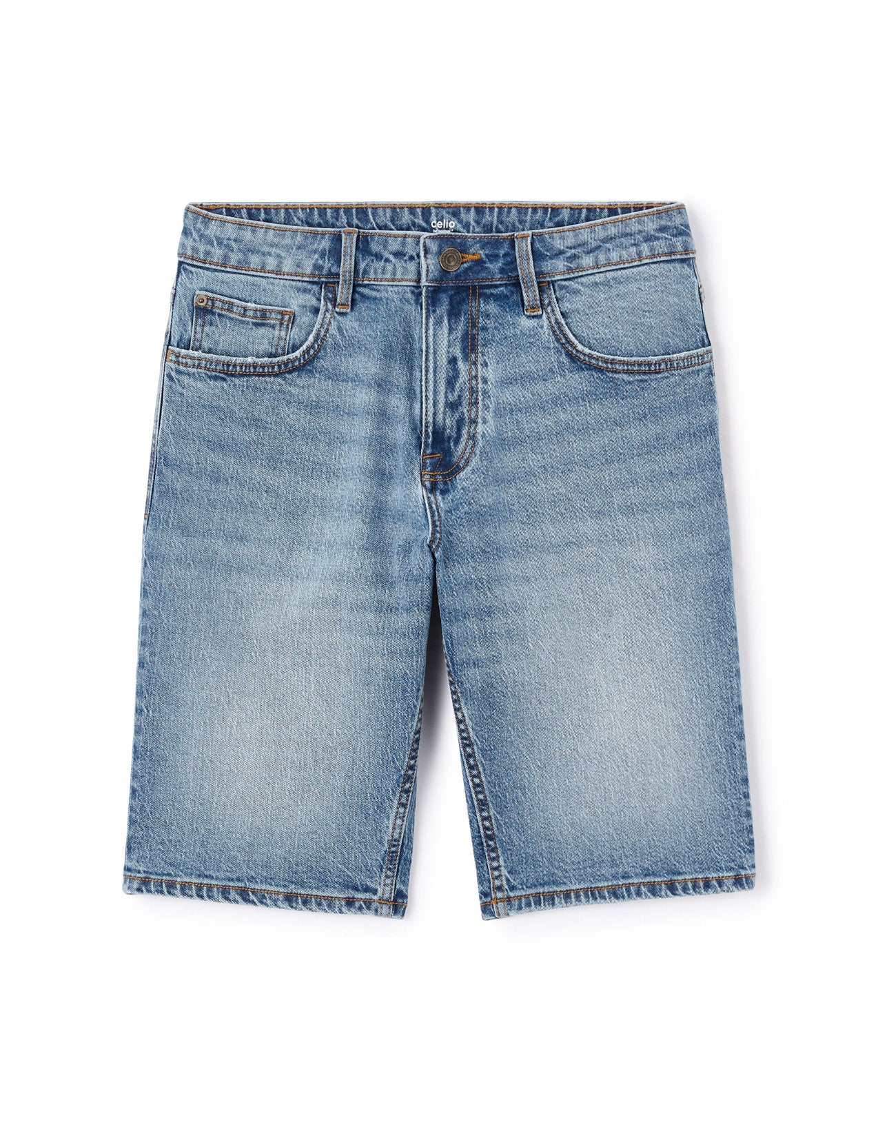 Celio_Washed Blue Stretch Cotton Denim Shorts_BOFIRSTBM_DOUBLE STONE E25_05