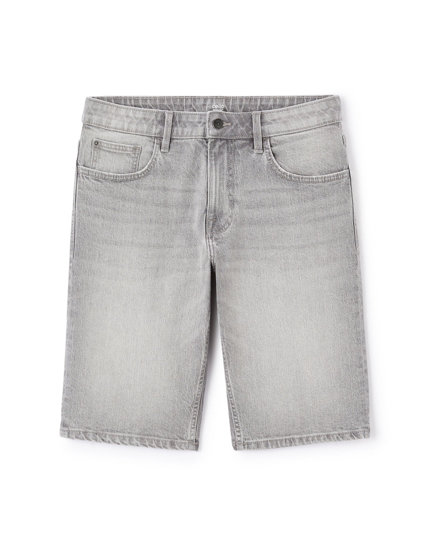 Celio_Grey Stretch Cotton Denim Bermuda Shorts_BOFIRSTBM_GREY E25_05