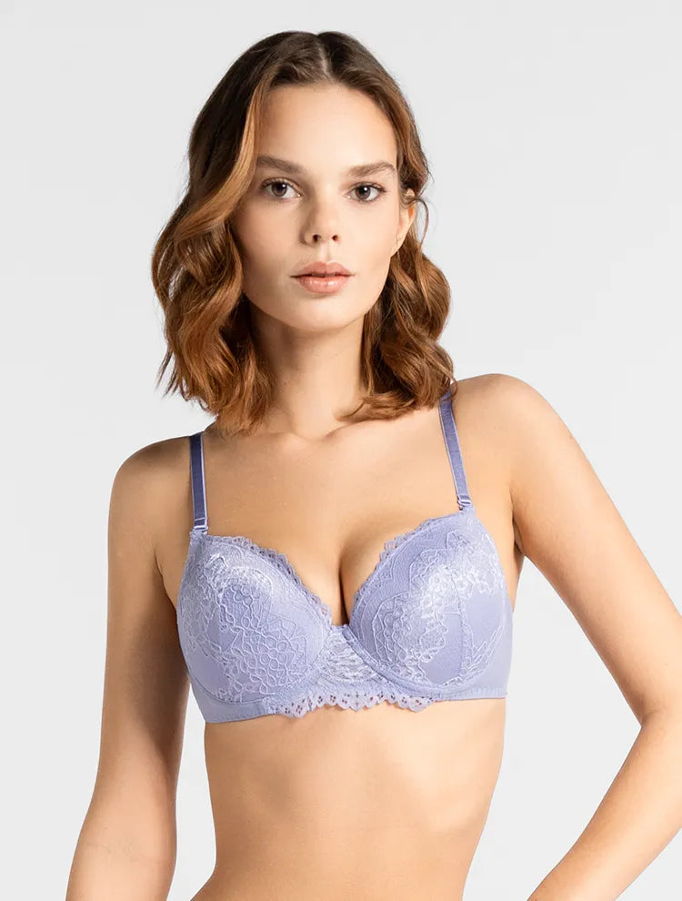 Marie France Light Purple Women Miavi Metallic Lace Bra In Different Cup Sizes SKU: BRMIAVI_Light purple Image 01
