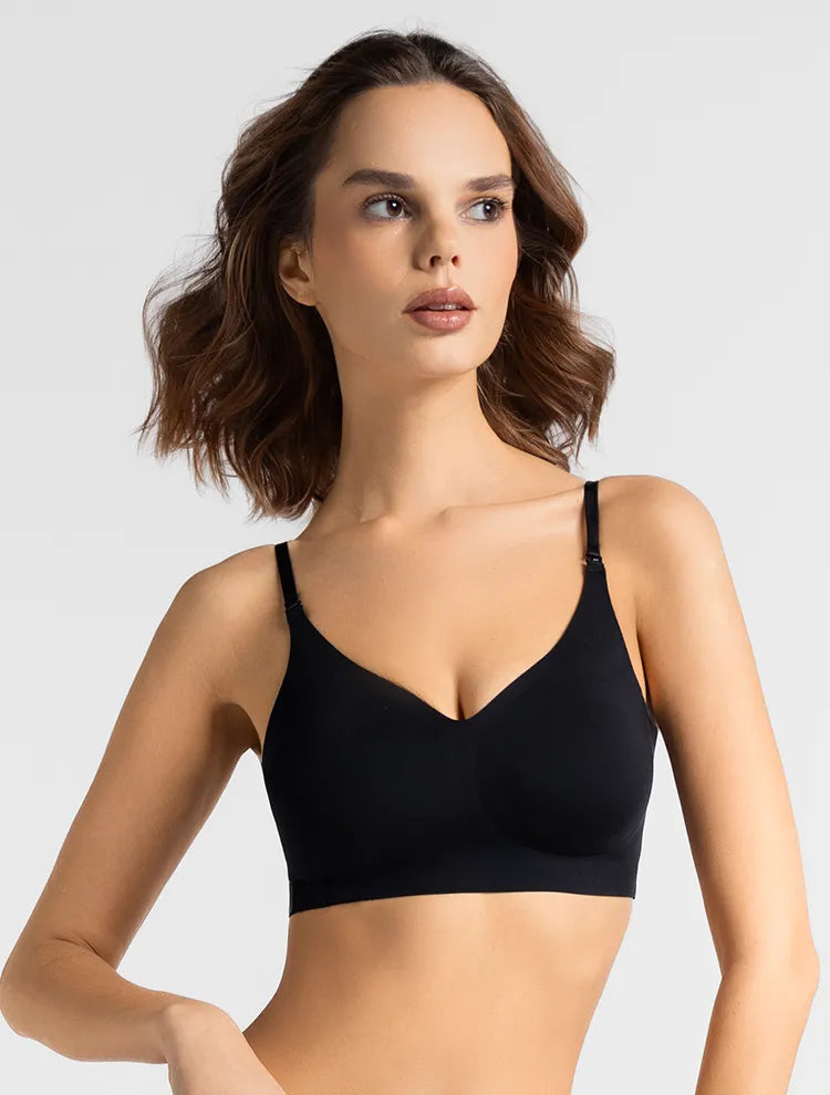 Marie France Black Women Seamora Cotton Blend Triangle Bralette SKU: BRSEAMORA_Black Image 01