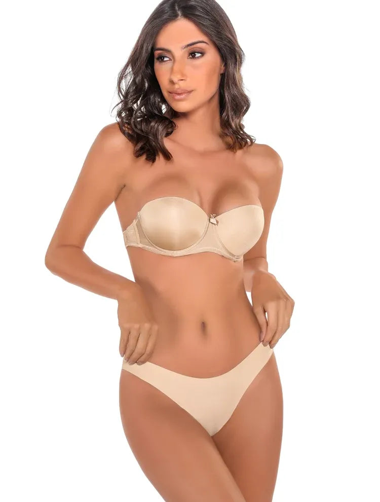Marie France Beige Women Dos Transparent Open-Back Double Push-Up Bra In Different Cup Sizes SKU: BRSTRAPDOSTRANS_Beige Image 03