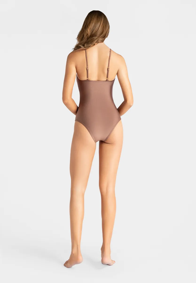 Marie France Bronze Women Shimmering Hardware Scoop One-Piece Swimsuit SKU: BWSEABOUND_Bronze Image 04