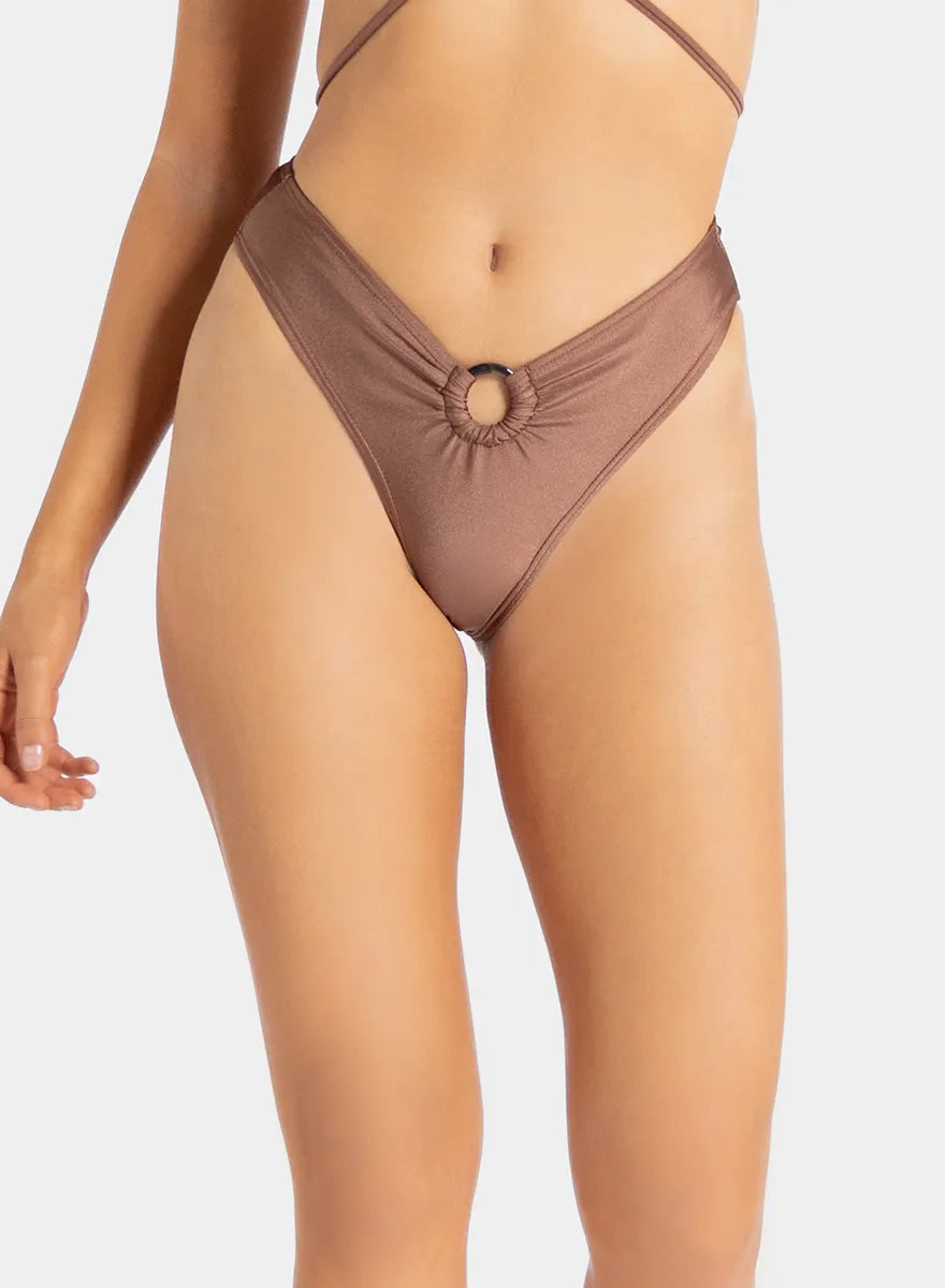 Marie France Bronze Women Tanline High-Waist Metallic O-Ring Bikini Bottom SKU: BWTANLINEBOTTOM_Bronze Image 01