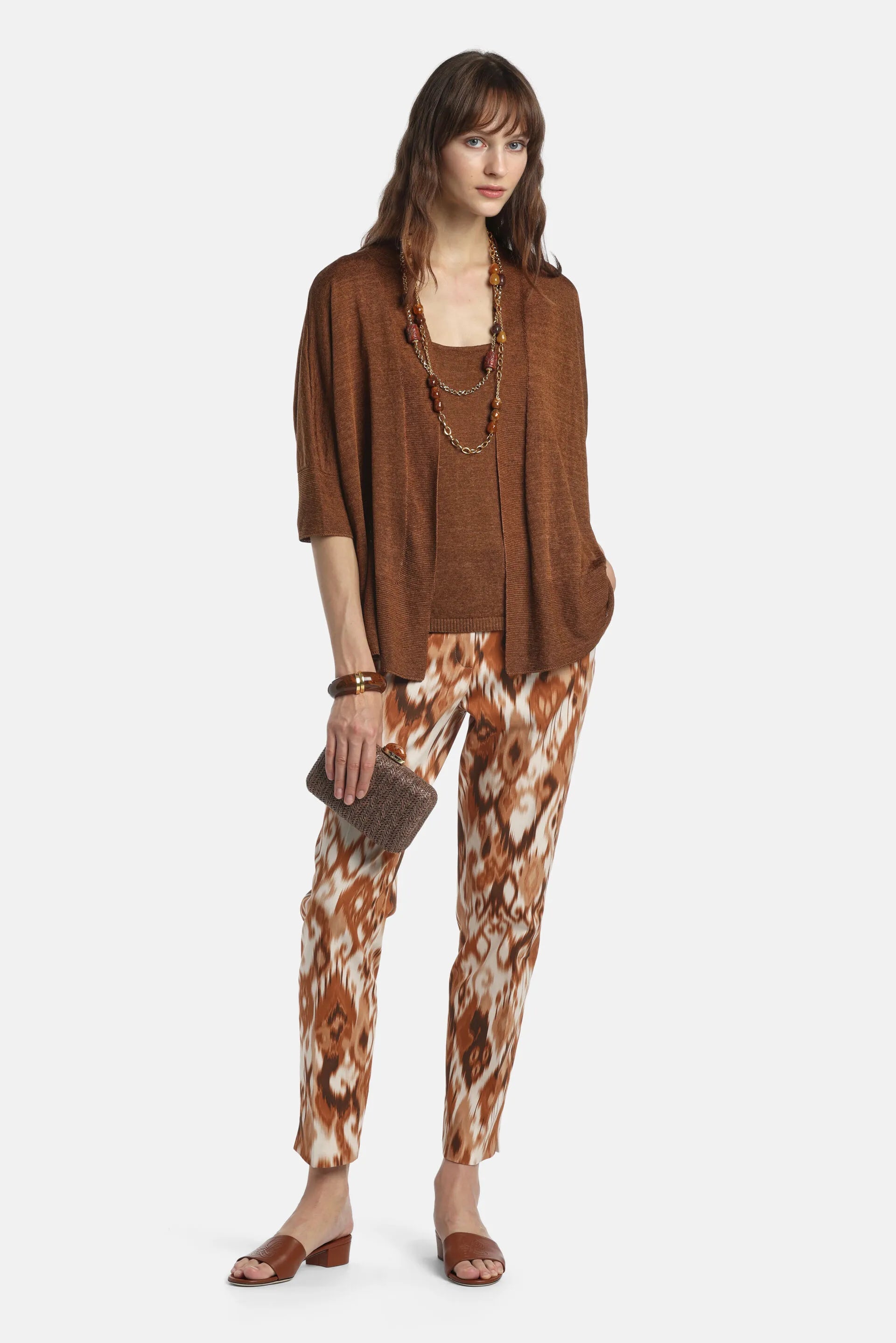 Luisa Spagnoli Tabacco Women Cammino - Long Cardigan SKU: CAMMINO_2202 Image 05