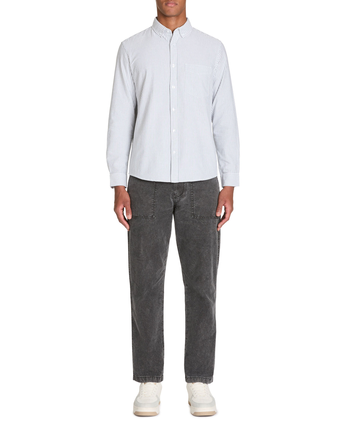 Celio_Green Regular Striped Shirt in Oxford Cotton_CAOXFORDY_DUCK GREEN_02