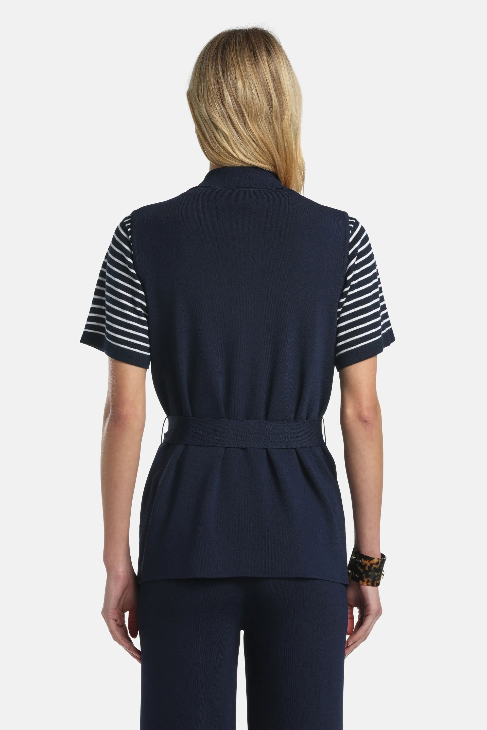 Luisa Spagnoli Blu Women Celerina - Long Knit Vest SKU: CELERINA_1209 Image 02