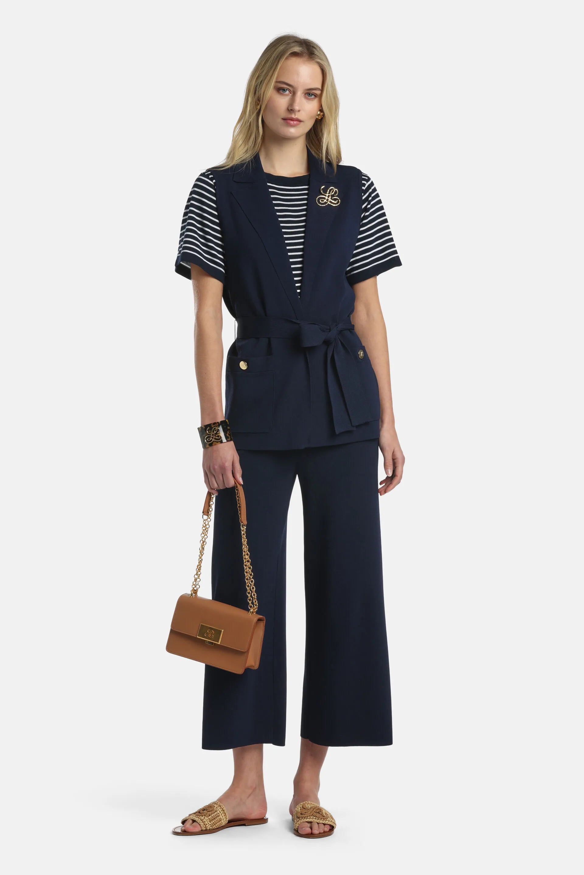 Luisa Spagnoli Blu Women Celerina - Long Knit Vest SKU: CELERINA_1209 Image 05