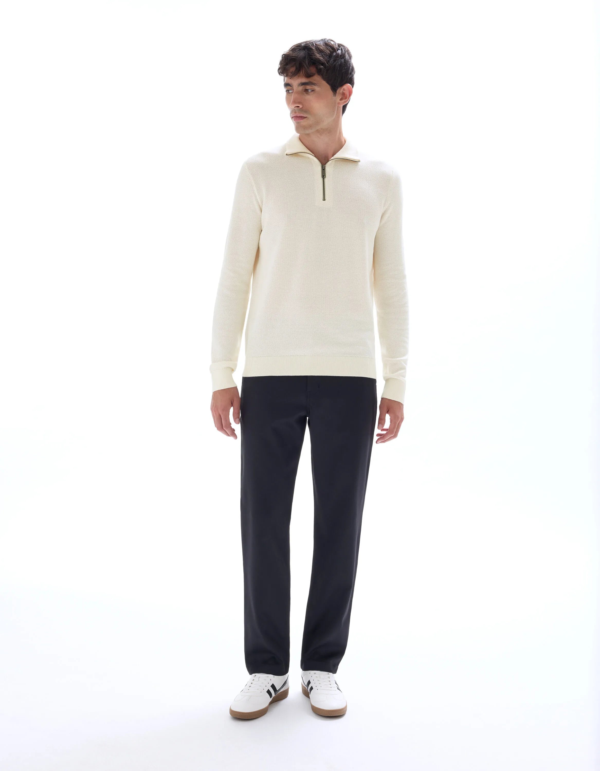 Celio_Ecru_100% Cotton Trucker Neck Sweater_CELIM_ECRU_02