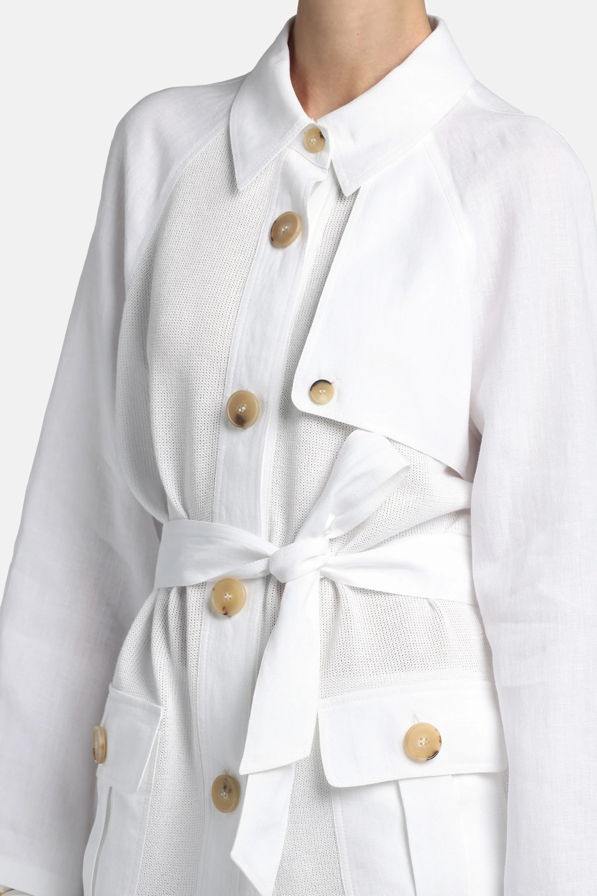 Luisa Spagnoli Bianco/Bianco Women Cerqueto - Knit Safari Jacket SKU: CERQUETO_0201 0201 Image 02