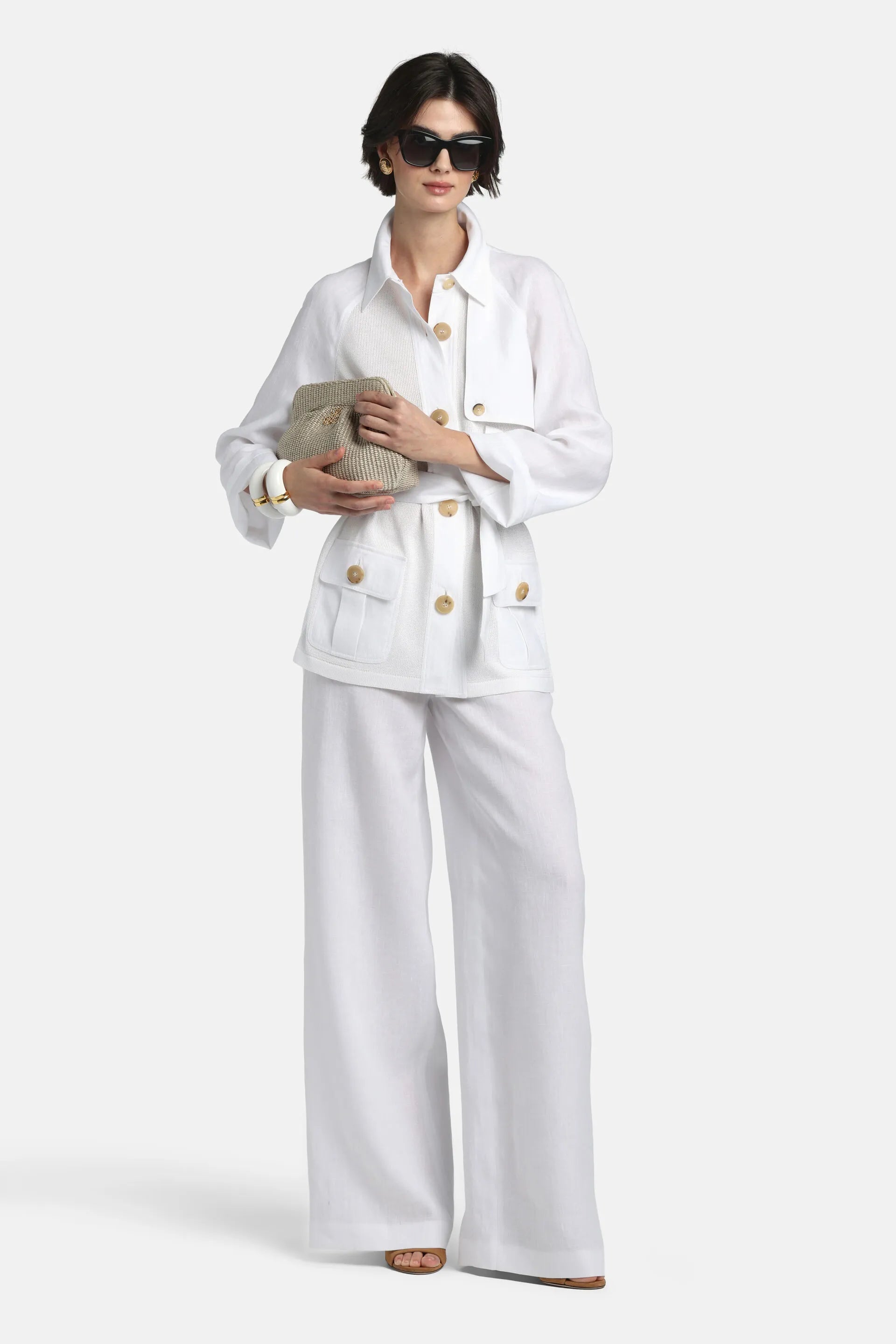 Luisa Spagnoli Bianco/Bianco Women Cerqueto - Knit Safari Jacket SKU: CERQUETO_0201 0201 Image 06