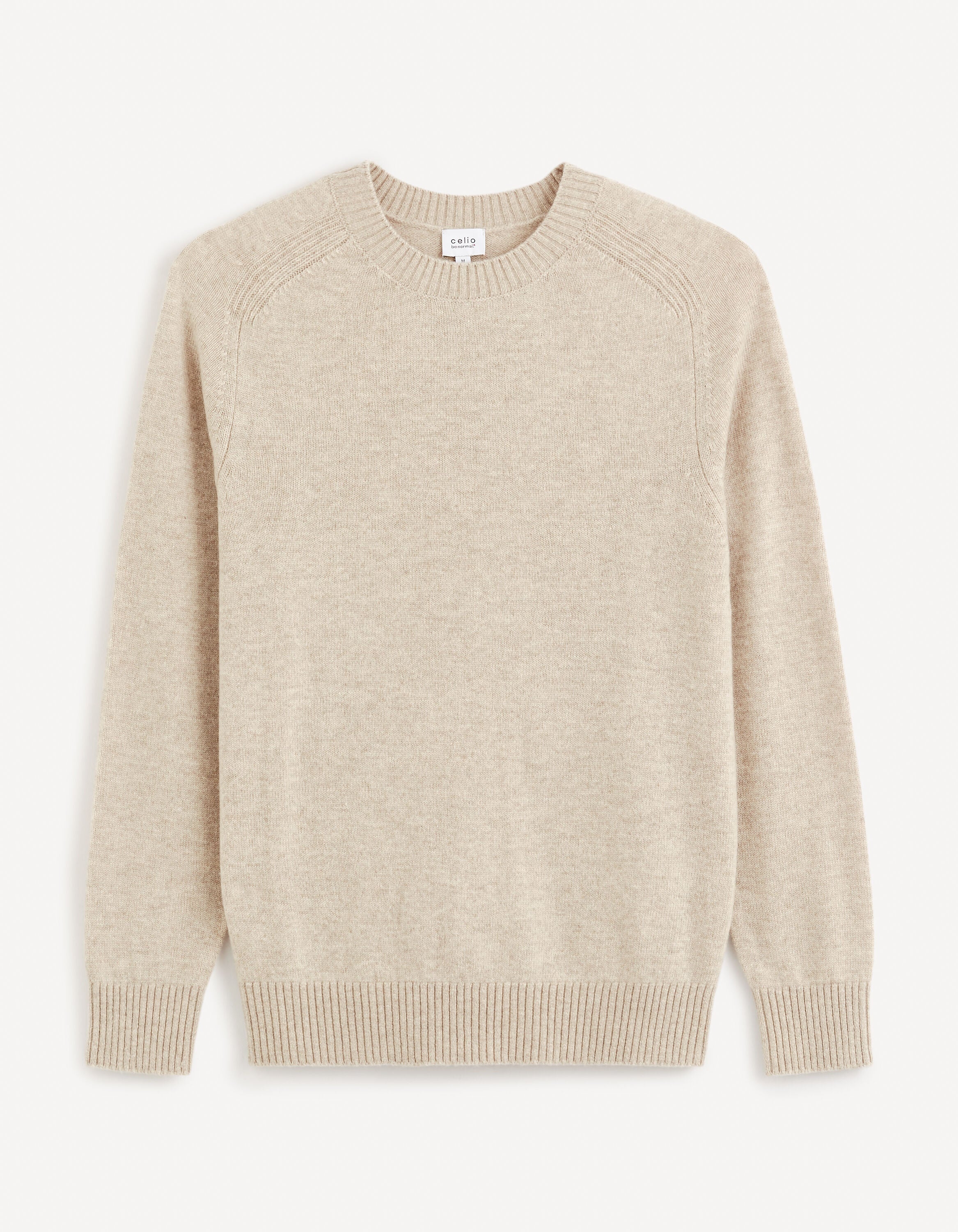 100% Lambswool Zip-Neck Sweater - Beige - BEVAVA