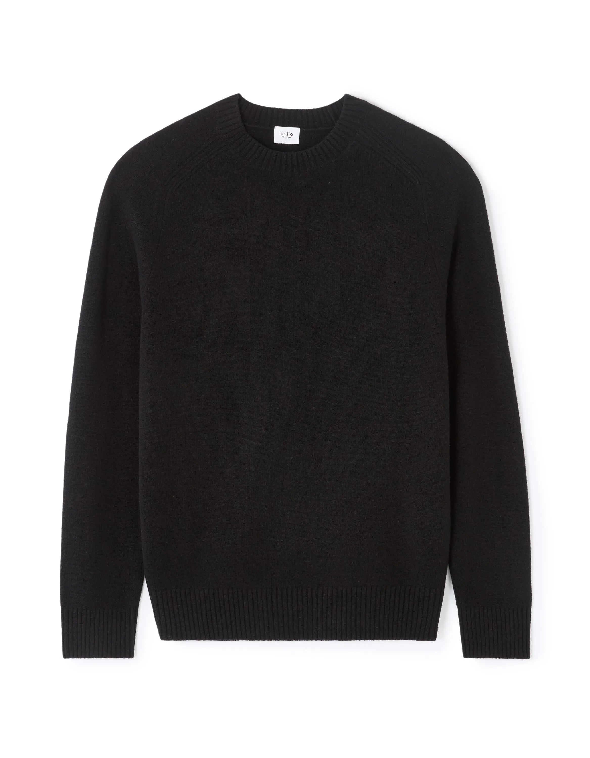 Celio_Black_100% Lambswool Crew Neck Sweater_CEWOOL_BLACK_01