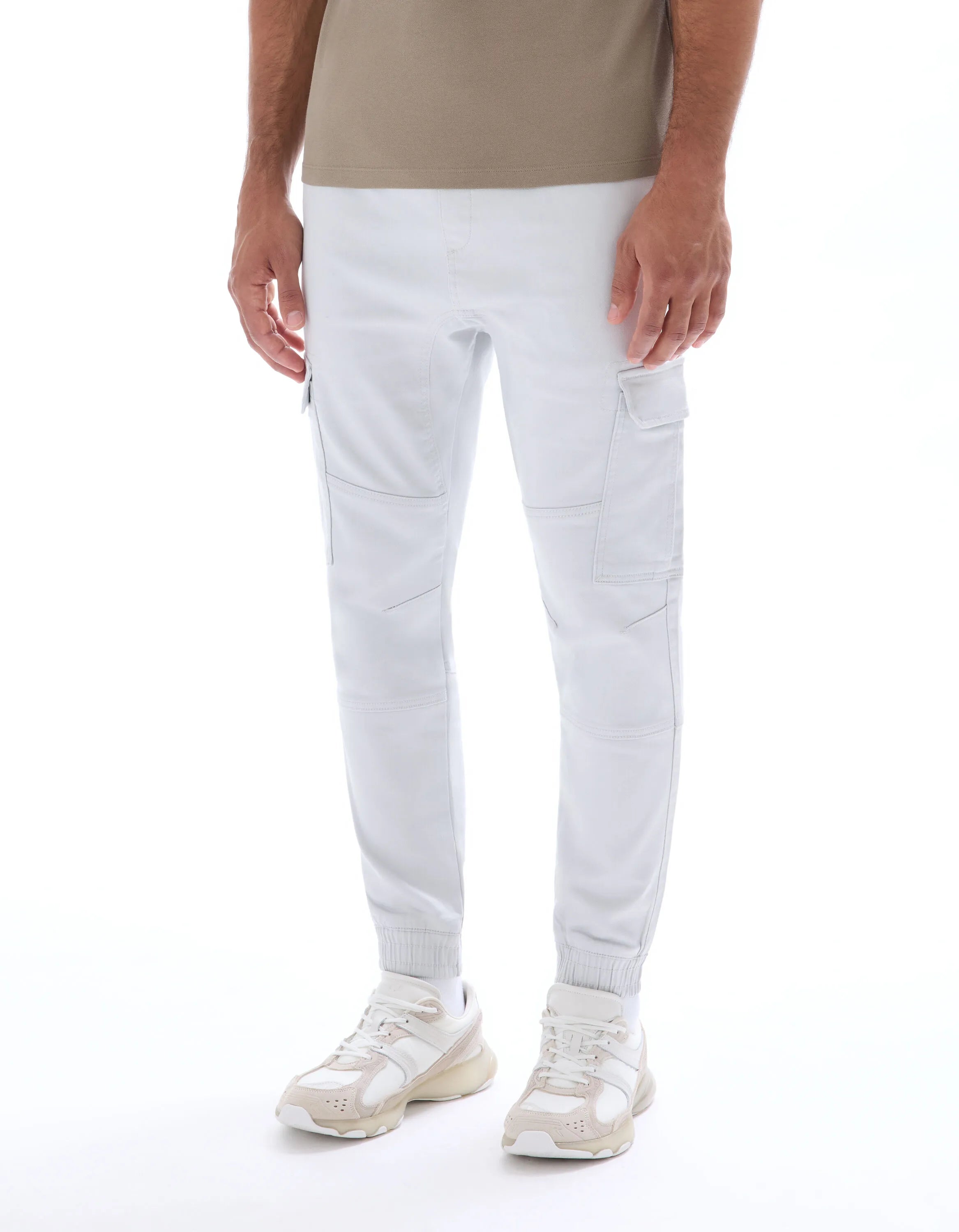 Celio_Ecru H25_Slim-Fit Cargo Pants in Stretch Cotton_COKIT4_ECRU H25_02