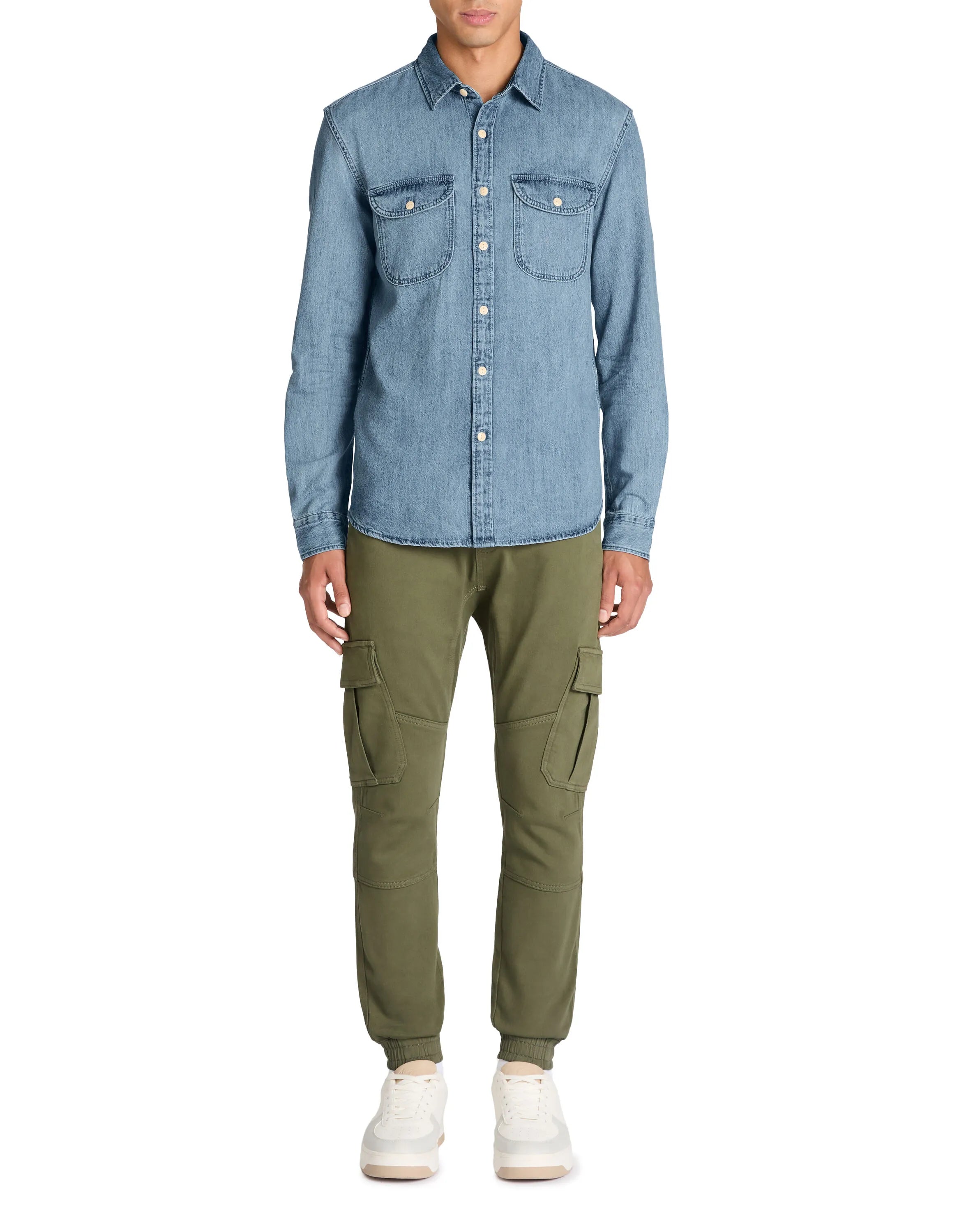 Celio_Khaki_Slim Stretch Cotton Cargo Pants_COKIT4_KHAKI_01