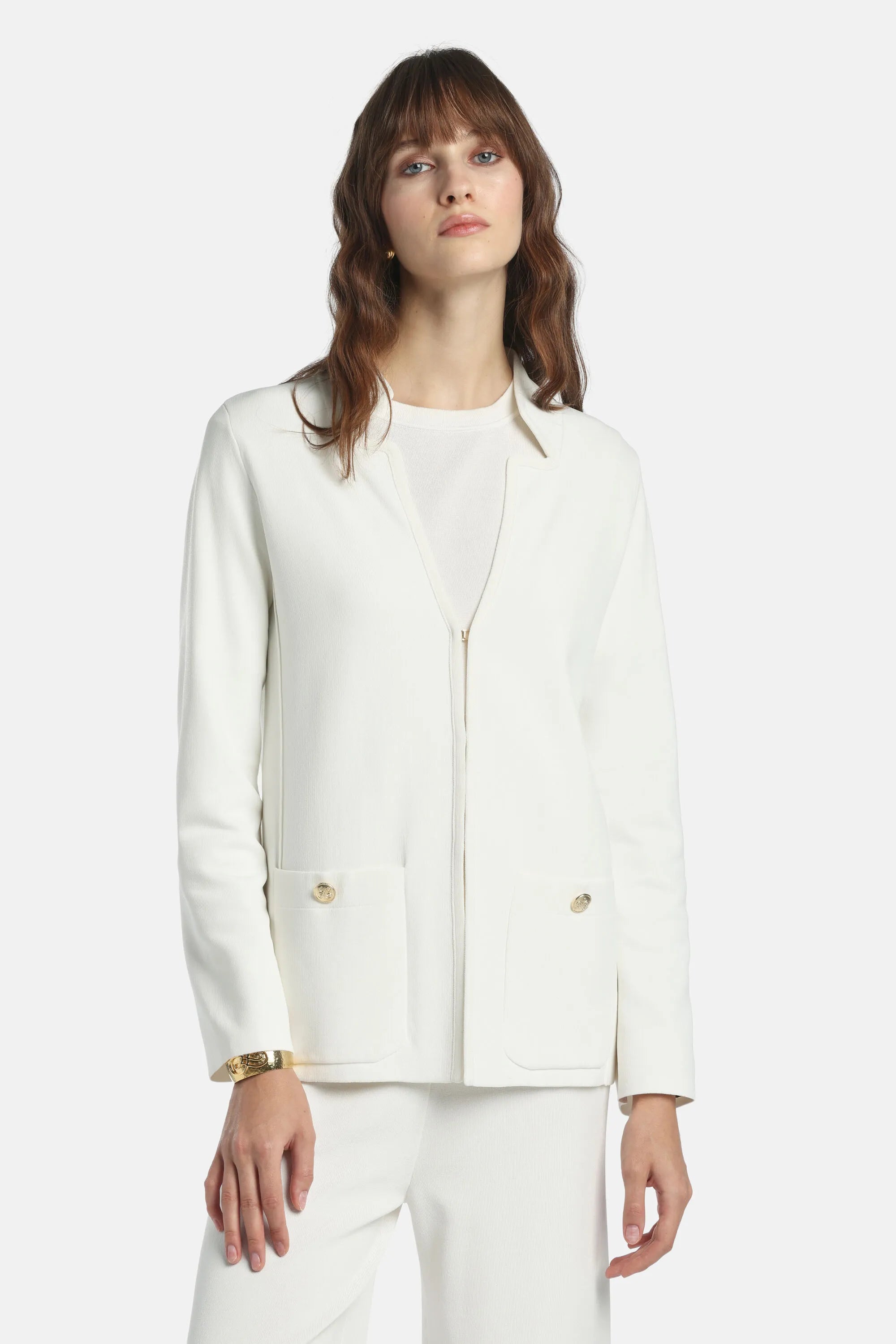 Luisa Spagnoli Panna/Panna Women Conduzione - Cardigan with Contoured Lapels SKU: CONDUZIONE_0202 0202 Image 05