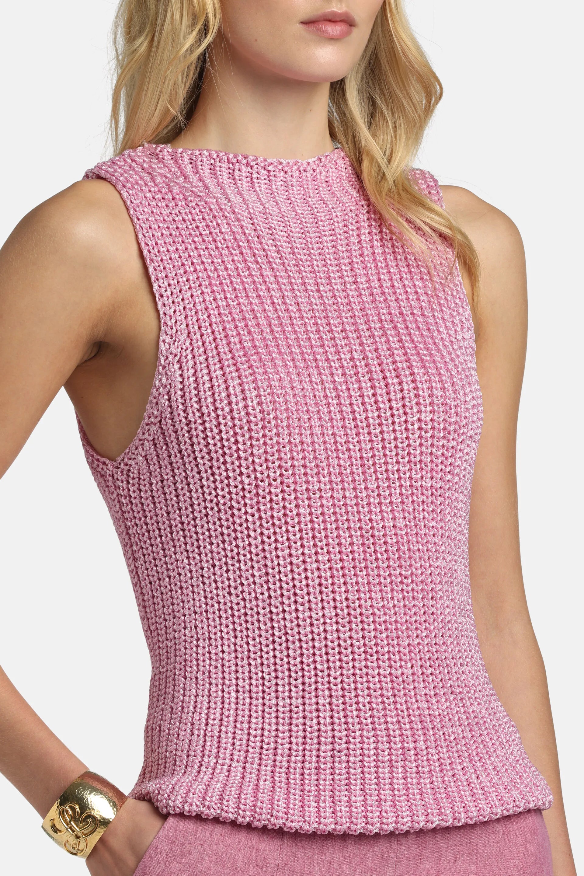 Luisa Spagnoli Rosa Women Coppetta - Openwork Vest SKU: COPPETTA_0322 Image 03