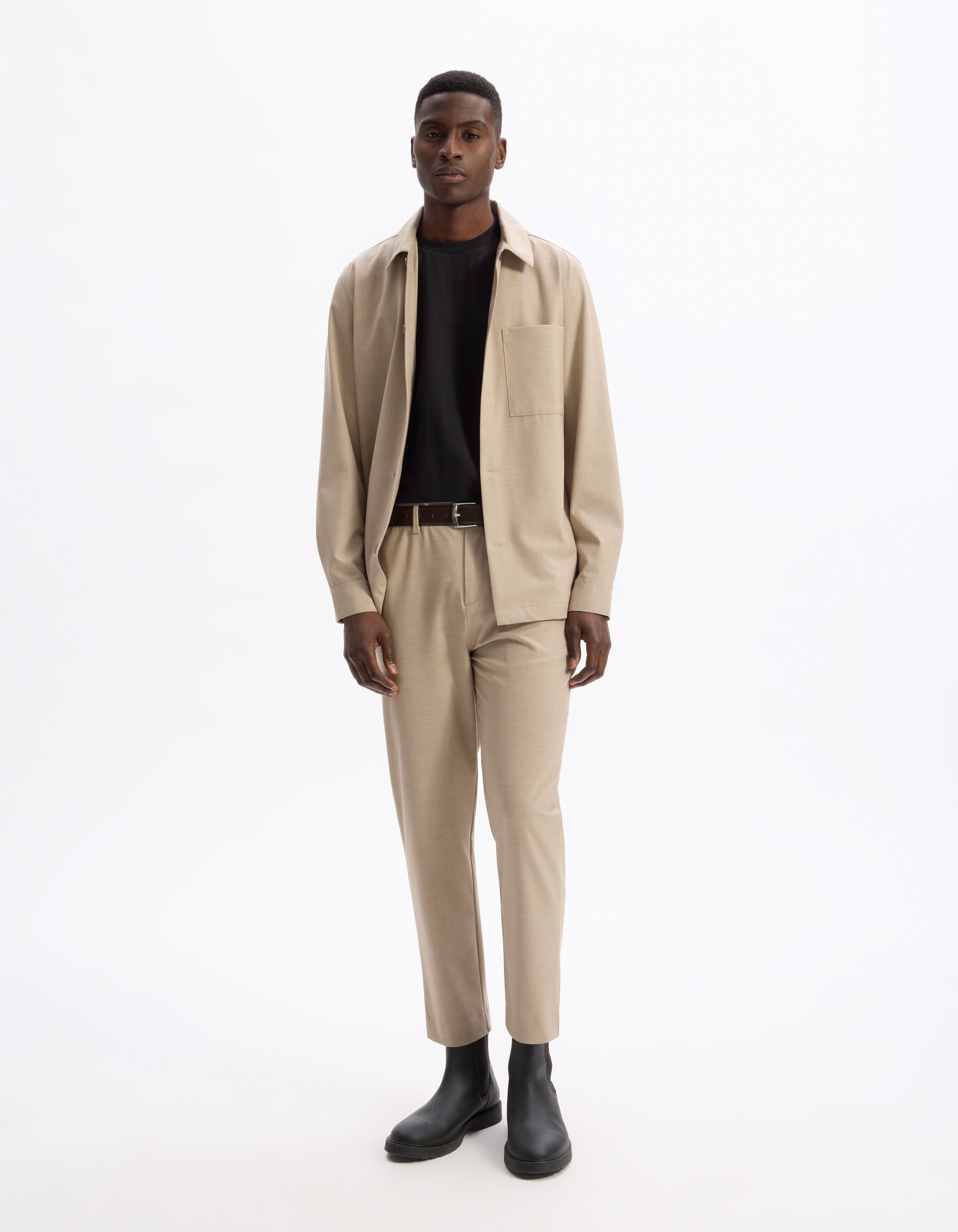 Celio_Beige 24H Stretch Pants_COSMART_BEIGE FONCE_01
