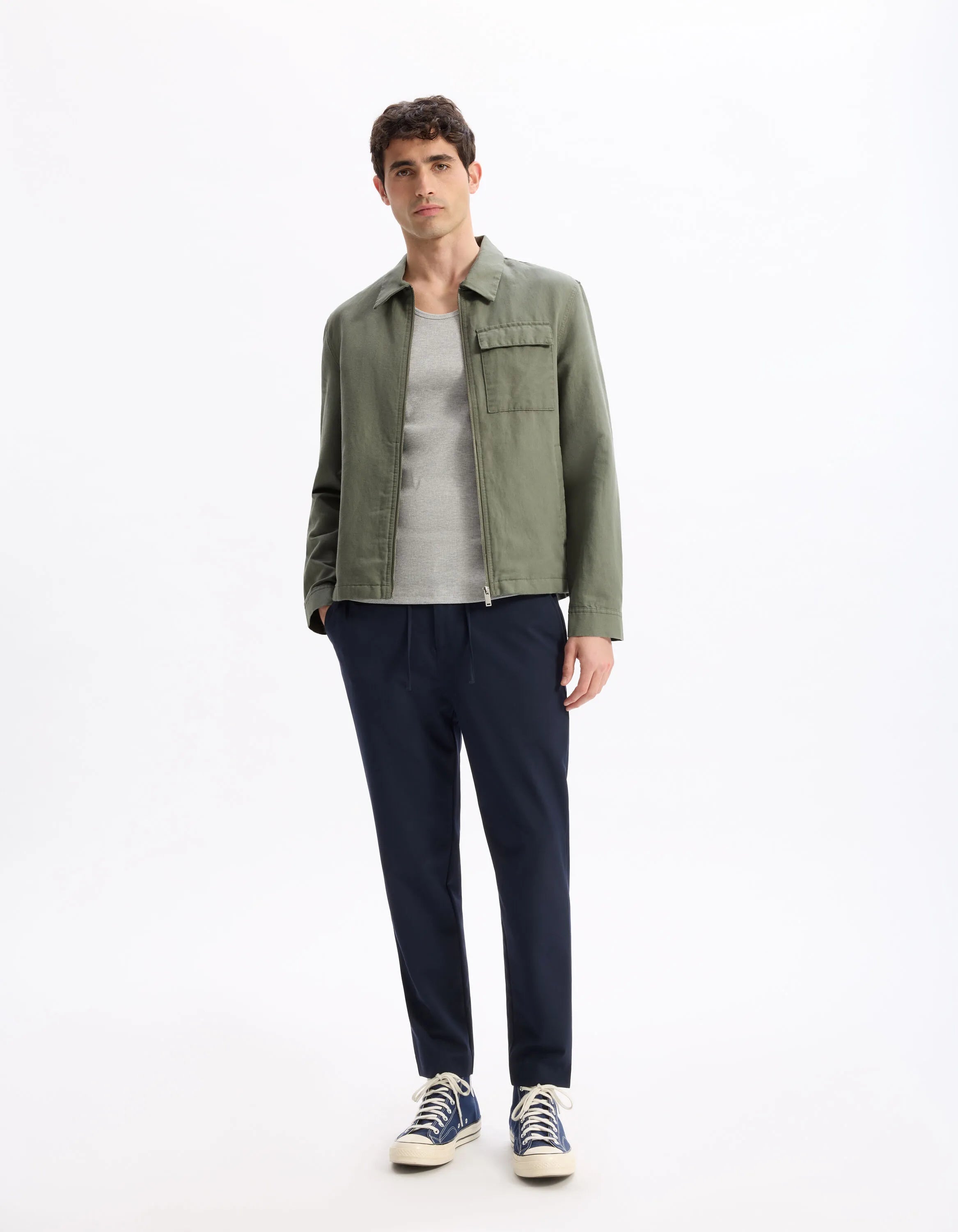 Celio_Marine_24H Slim Stretch 7/8 Pants_COSMART_MARINE_01