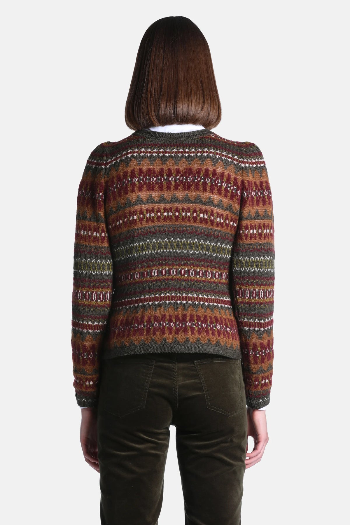 Luisa Spagnoli Var Verde Oliv/Bordo Women Cremona Jacquard Knit Sweater SKU: CREMONA_3349 Image 03