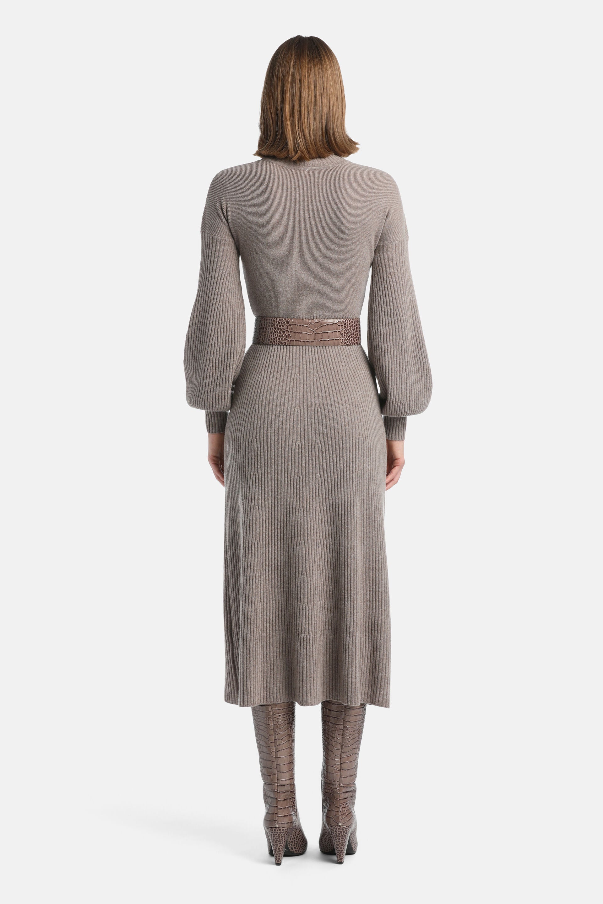 Luisa Spagnoli_Tortora_Curiosita - Cashmere-Blend Maxi Dress_CURIOSITA_1181_03