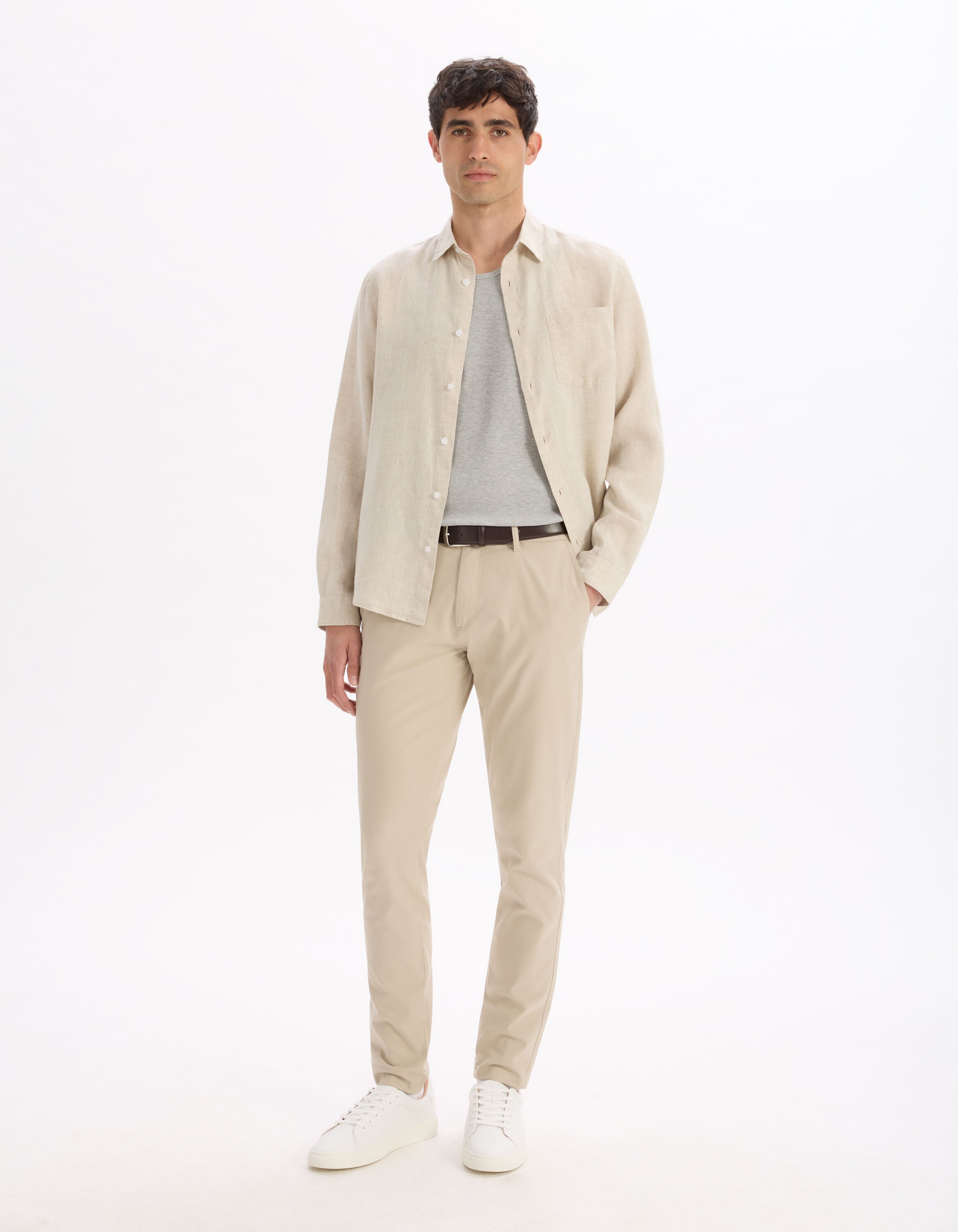 Celio_Natural Regular Shirt 100% Linen_DAFLIX_NATURAL_02