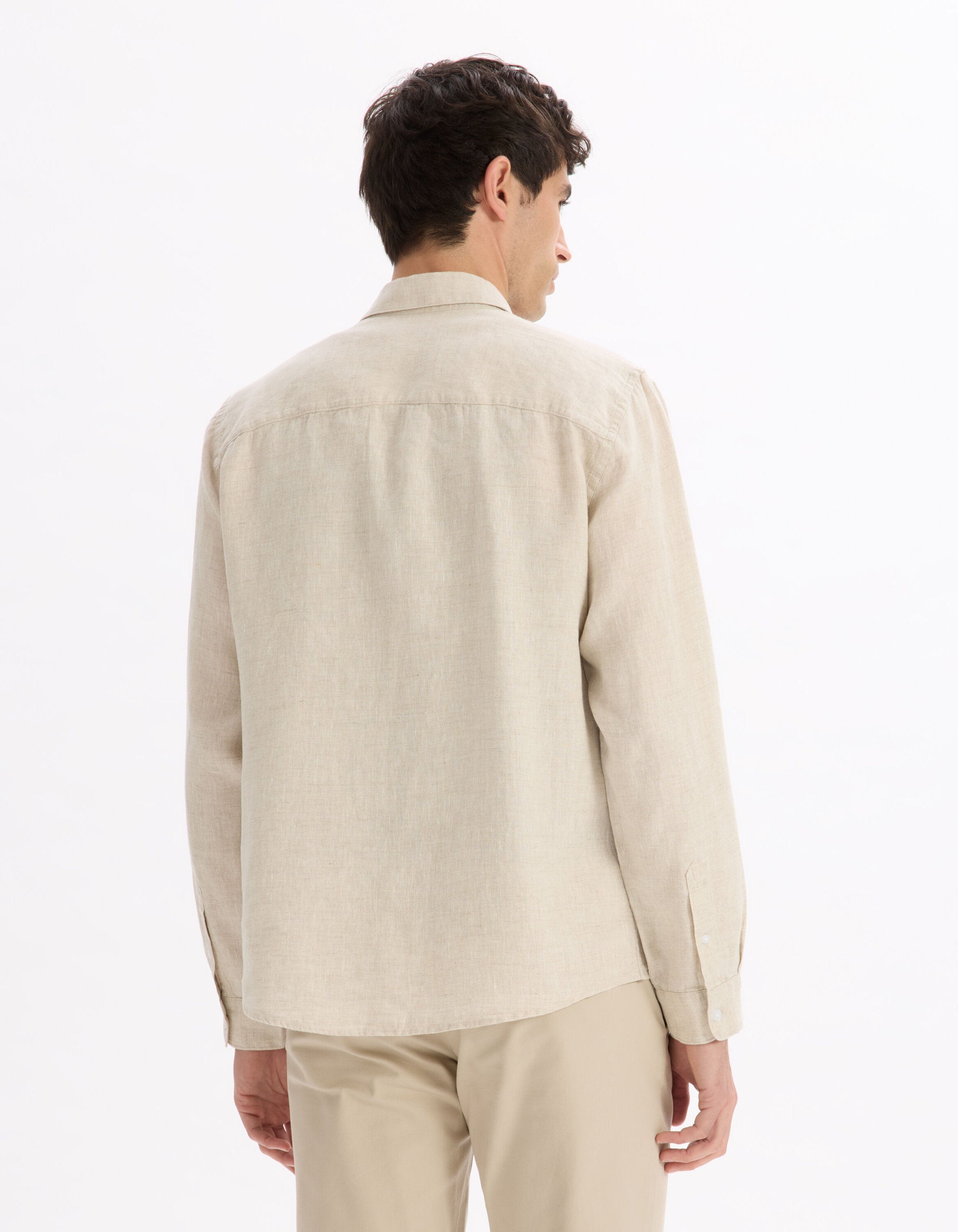 Celio_Natural Regular Shirt 100% Linen_DAFLIX_NATURAL_03