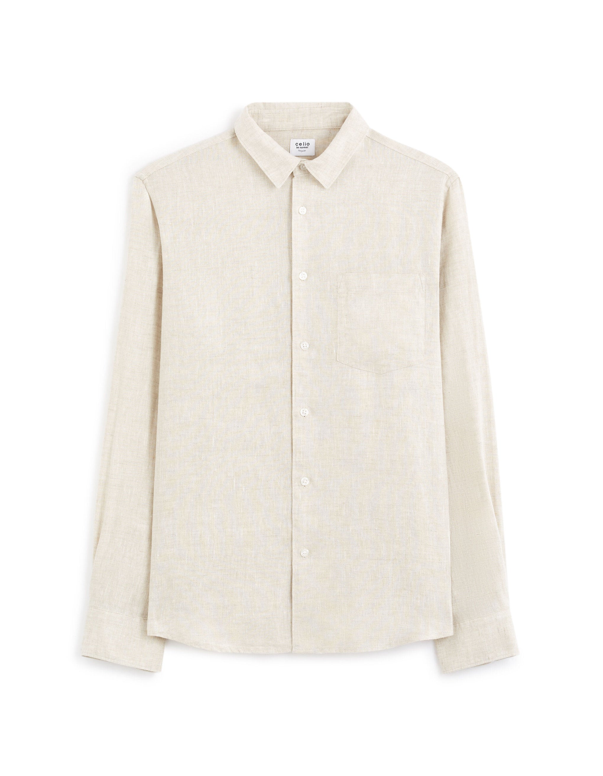 Celio_Natural Regular Shirt 100% Linen_DAFLIX_NATURAL_05