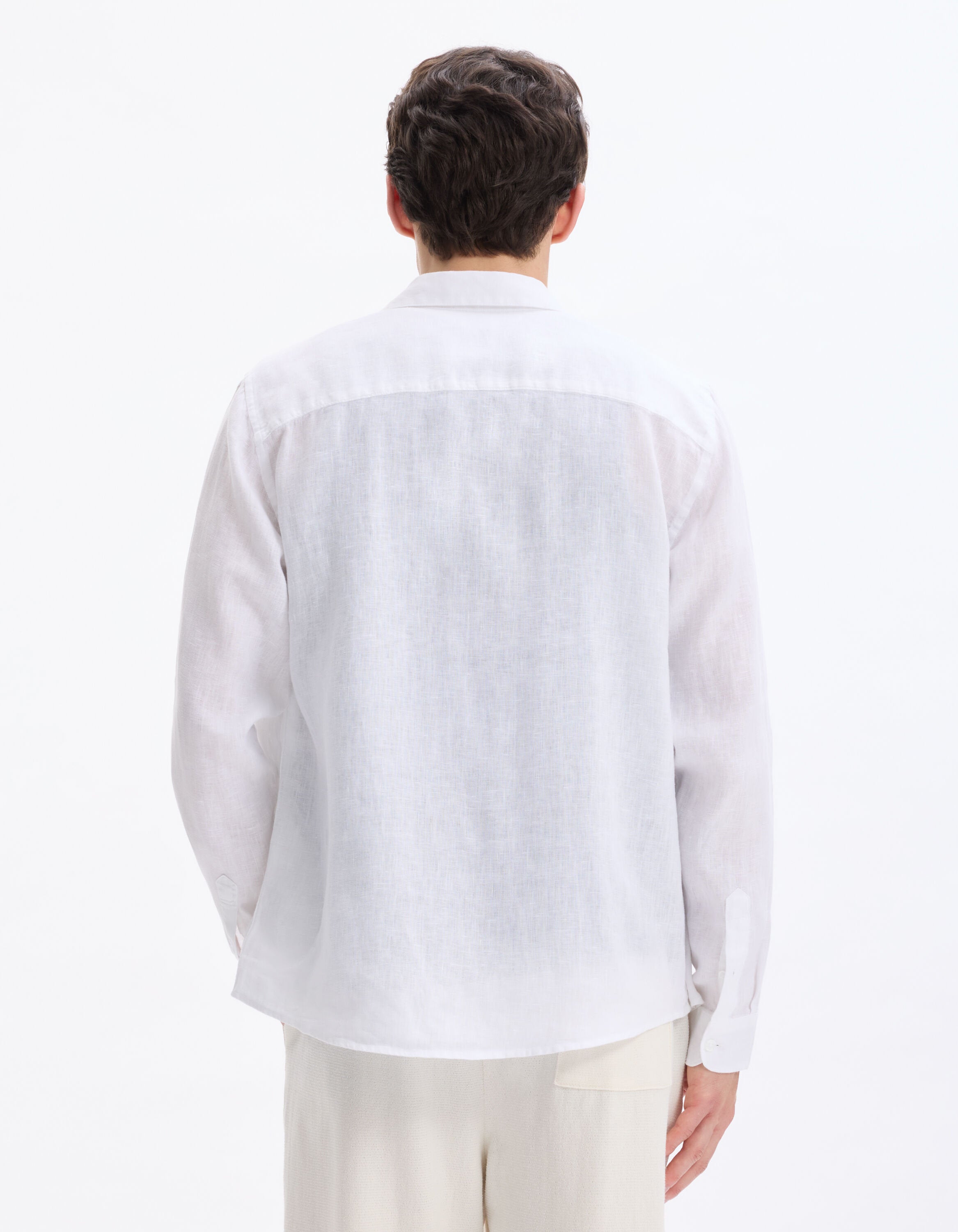 Celio_White Regular Shirt 100% Linen_DAFLIX_WHITE_03