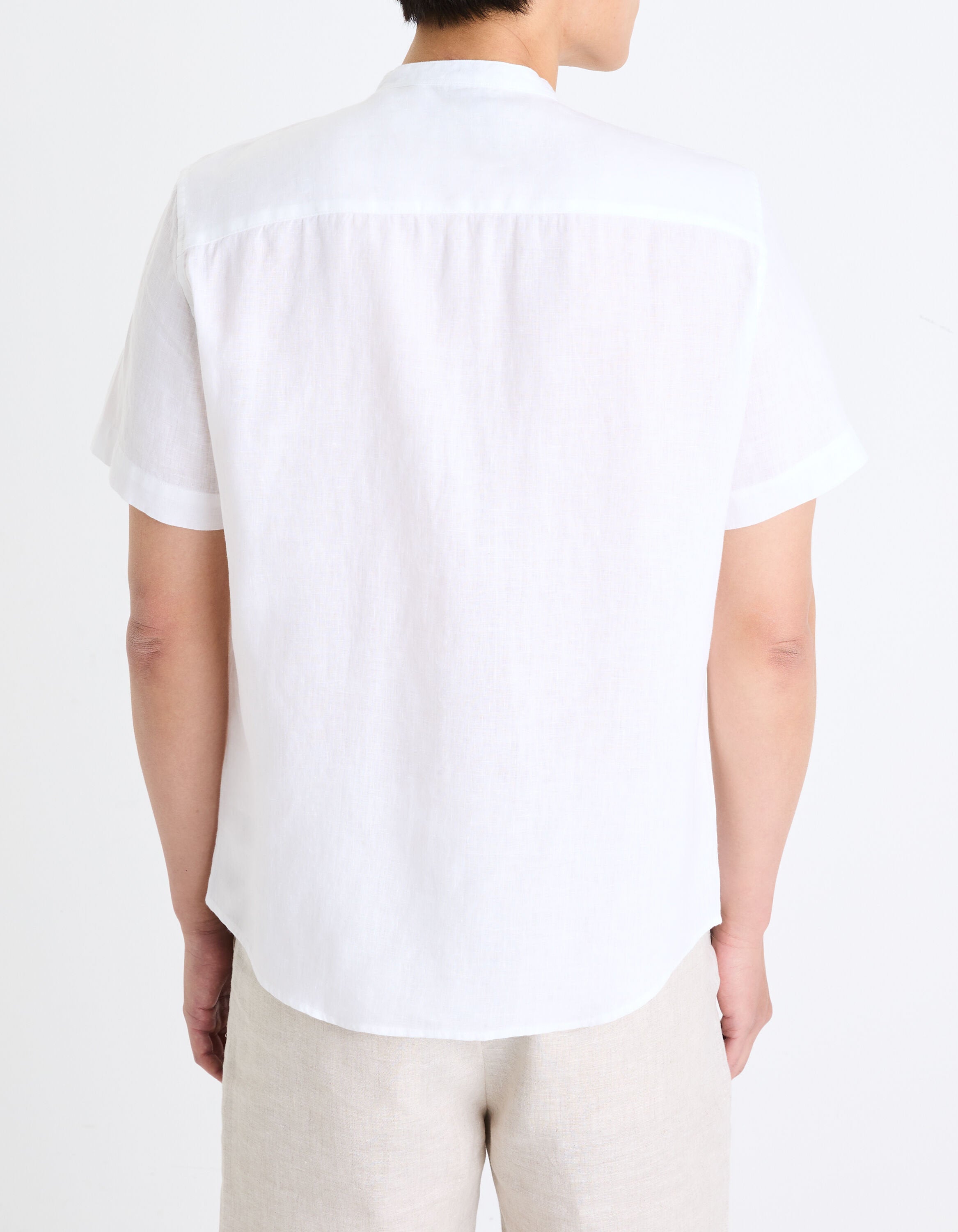 Regular Shirt With Mandarin Collar 100% Linen - White_04
