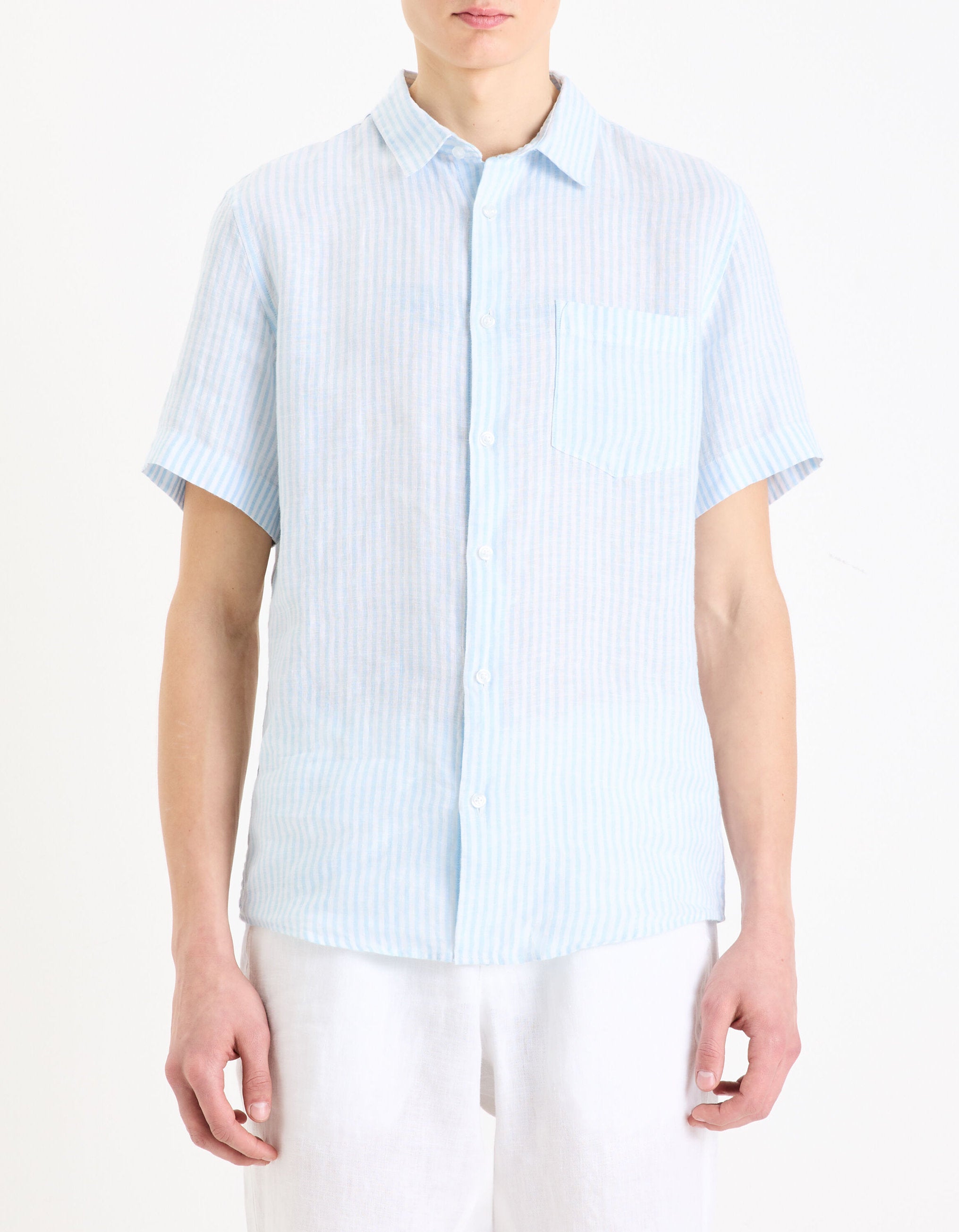 Regular Shirt 100% Linen - Light Blue_02