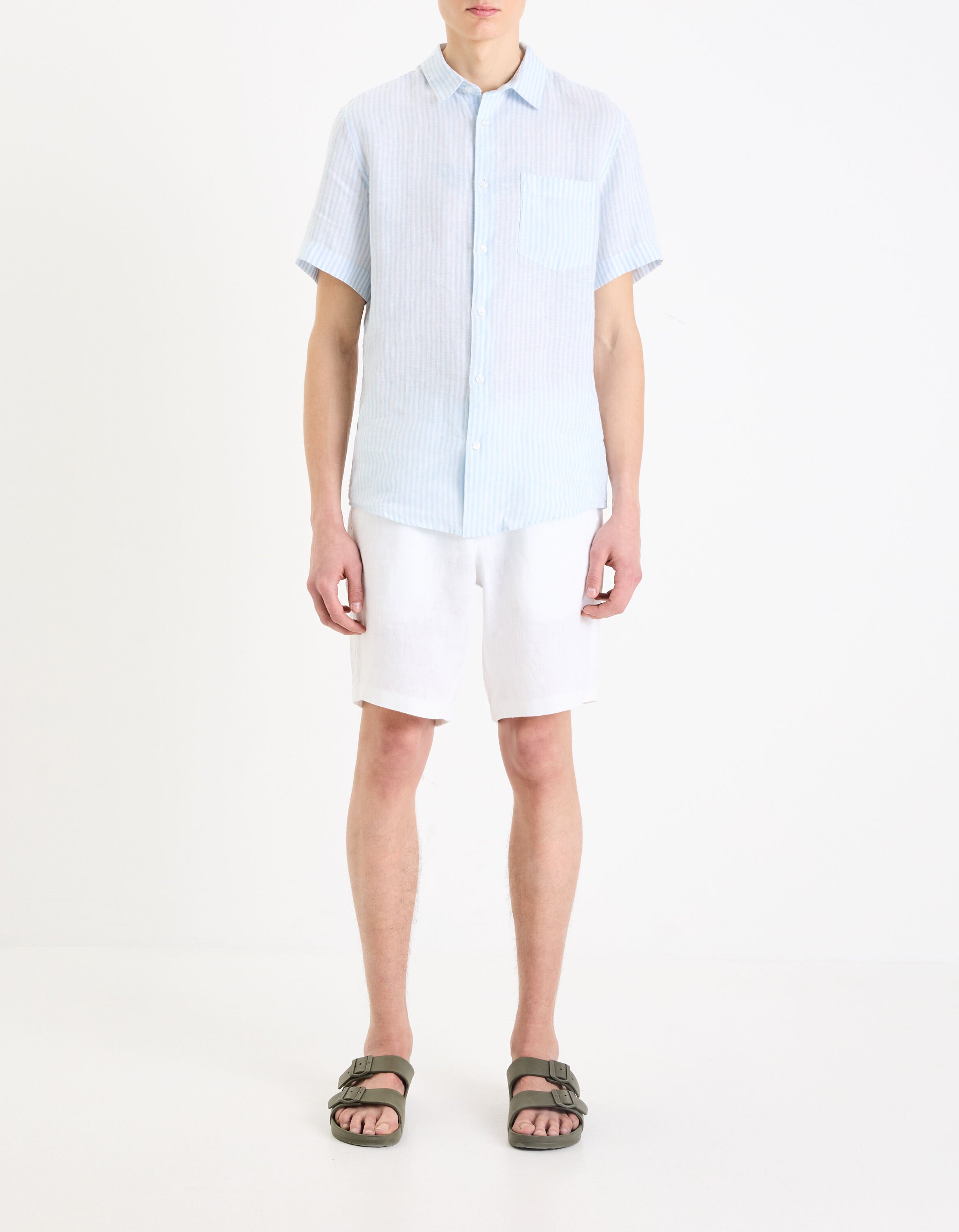 Regular Shirt 100% Linen - Light Blue_03