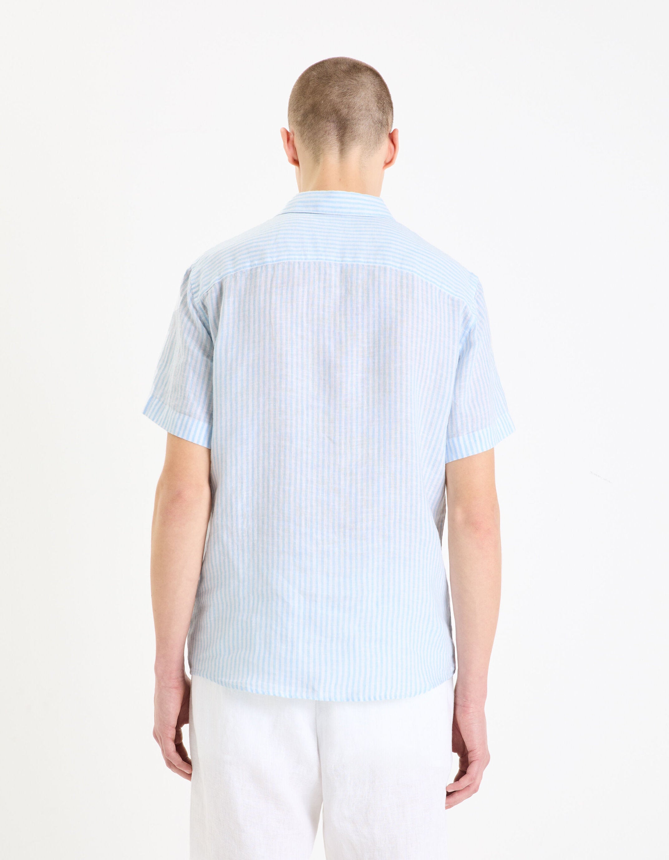 Regular Shirt 100% Linen - Light Blue_04
